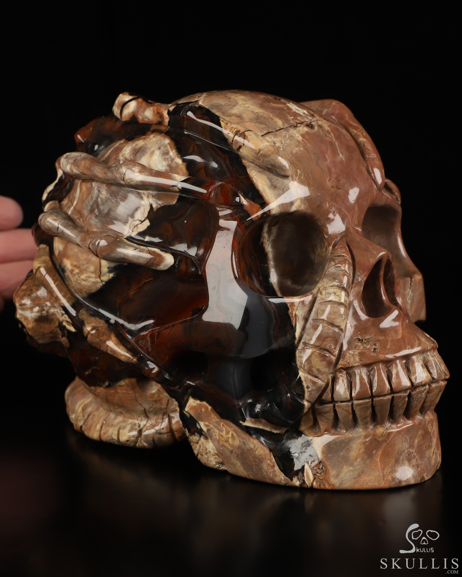 6.6" Dinosaur Egg Agate Hand Carved Crystal Skull and Facehugger Sculpture, Crystal Healing 6.6" Dinosaur Egg Agate Hand Carved Crystal Skull and Facehugger Sculpture, Crystal Healing
