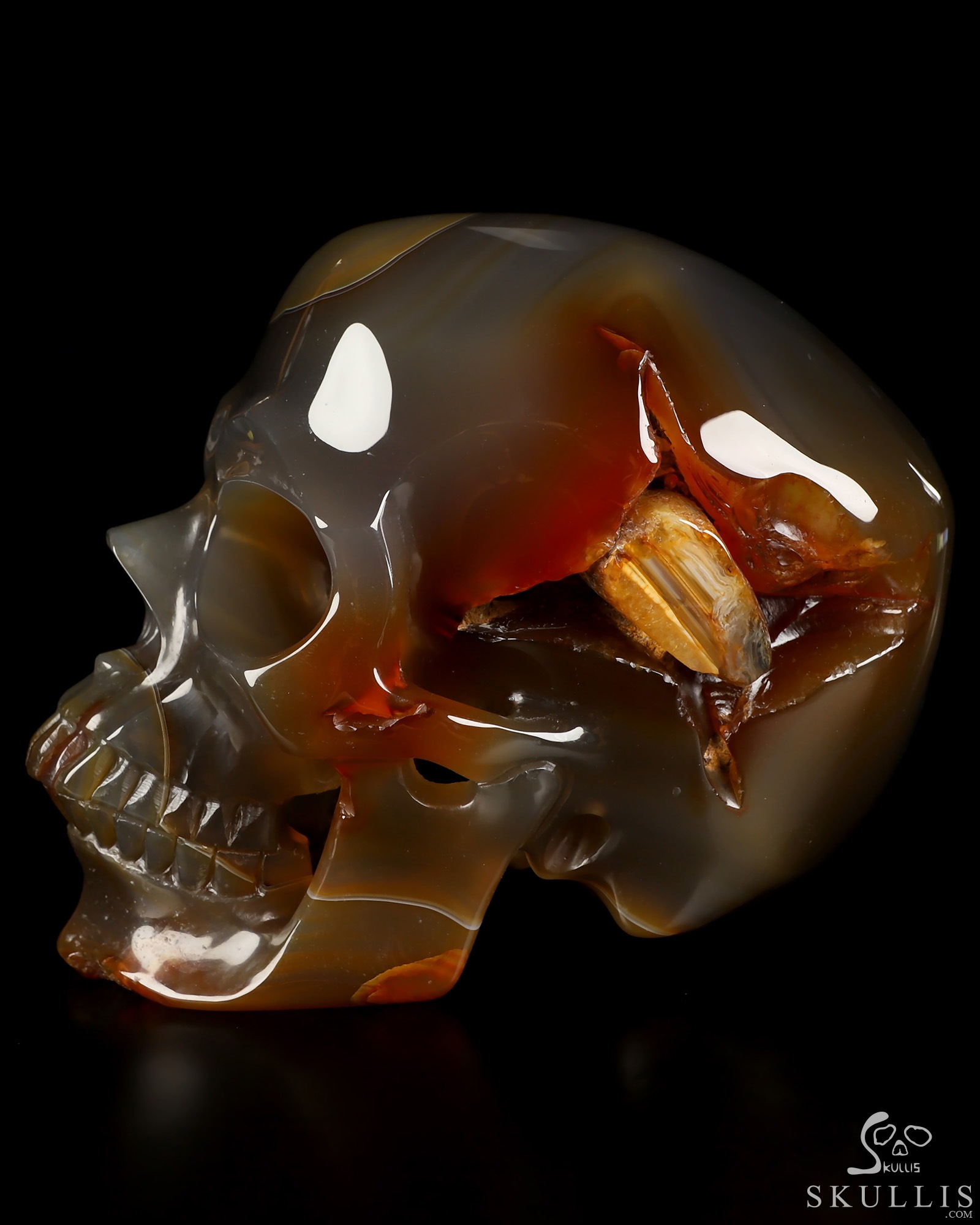 Lifesized 6.0" Premium Brazilian Agate Hand Carved Crystal Skull, Super Realistic, Crystal Healing Lifesized 6.0" Premium Brazilian Agate Hand Carved Crystal Skull, Super Realistic, Crystal Healing