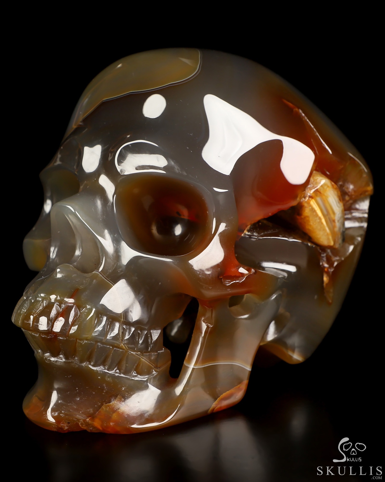Lifesized 6.0" Premium Brazilian Agate Hand Carved Crystal Skull, Super Realistic, Crystal Healing Lifesized 6.0" Premium Brazilian Agate Hand Carved Crystal Skull, Super Realistic, Crystal Healing