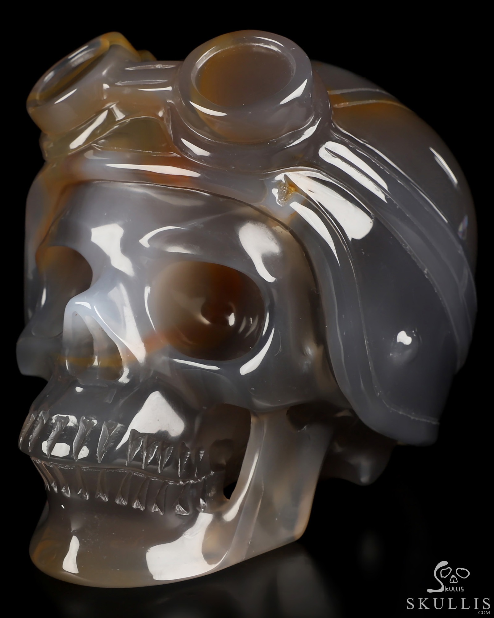 5.1" Premium Brazilian Agate Hand Carved Crystal Skull Fine Art Sculpture, Crystal Healing 5.1" Premium Brazilian Agate Hand Carved Crystal Skull Fine Art Sculpture, Crystal Healing