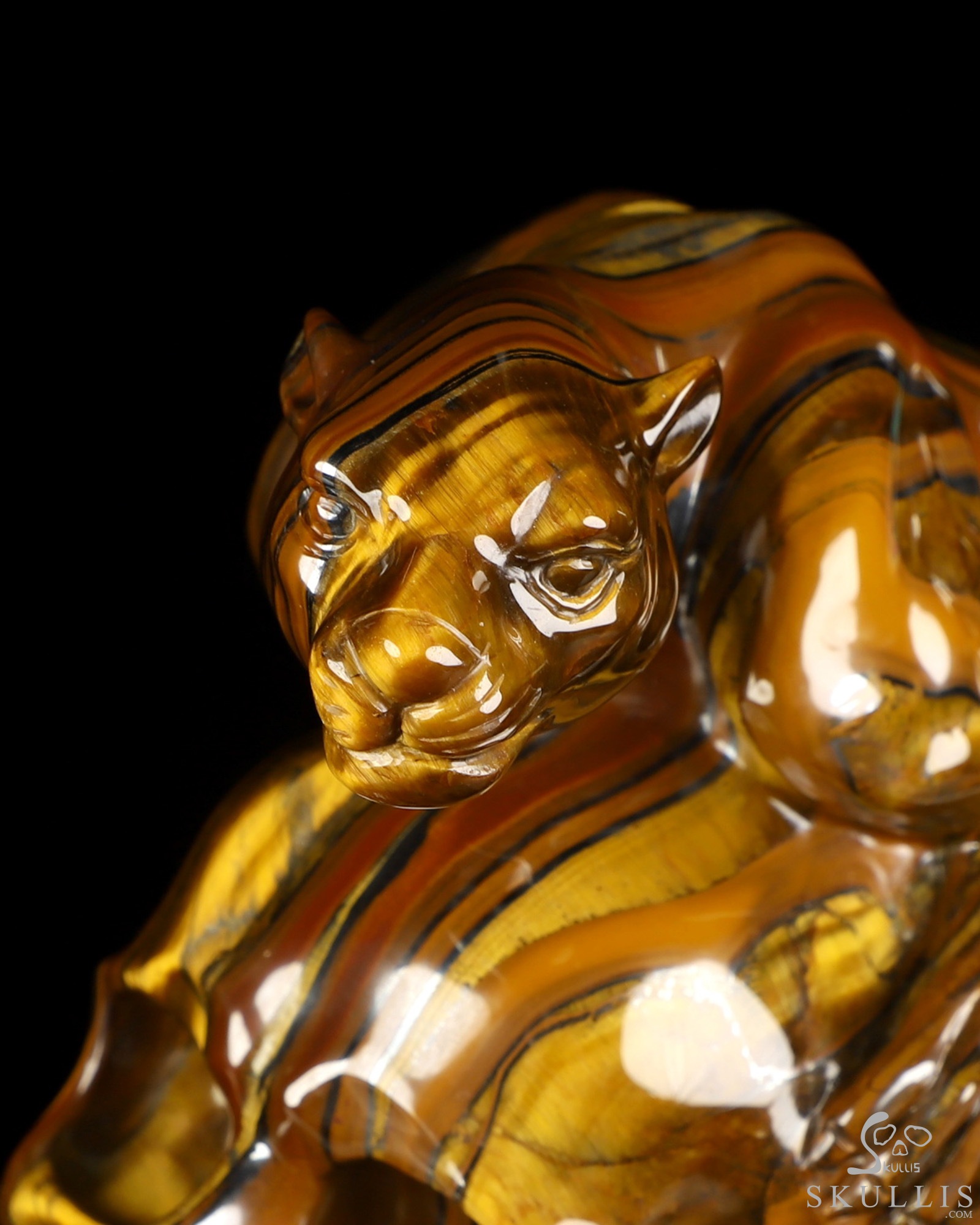 7.9" Tiger Iron Eye Hand Carved Crystal Skull and Leopard Fine Art Sculpture, Crystal Healing 7.9" Tiger Iron Eye Hand Carved Crystal Skull and Leopard Fine Art Sculpture, Crystal Healing