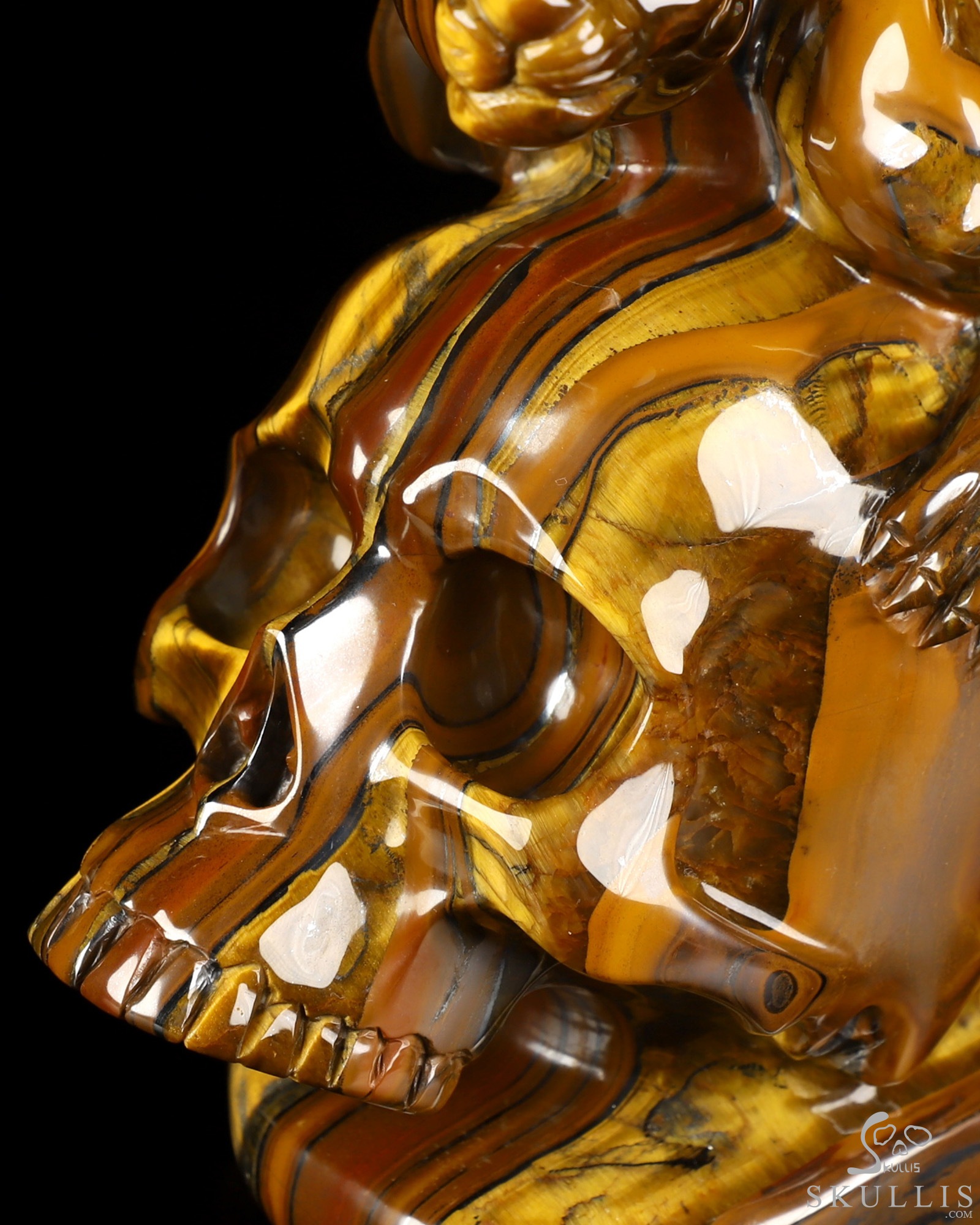 7.9" Tiger Iron Eye Hand Carved Crystal Skull and Leopard Fine Art Sculpture, Crystal Healing 7.9" Tiger Iron Eye Hand Carved Crystal Skull and Leopard Fine Art Sculpture, Crystal Healing