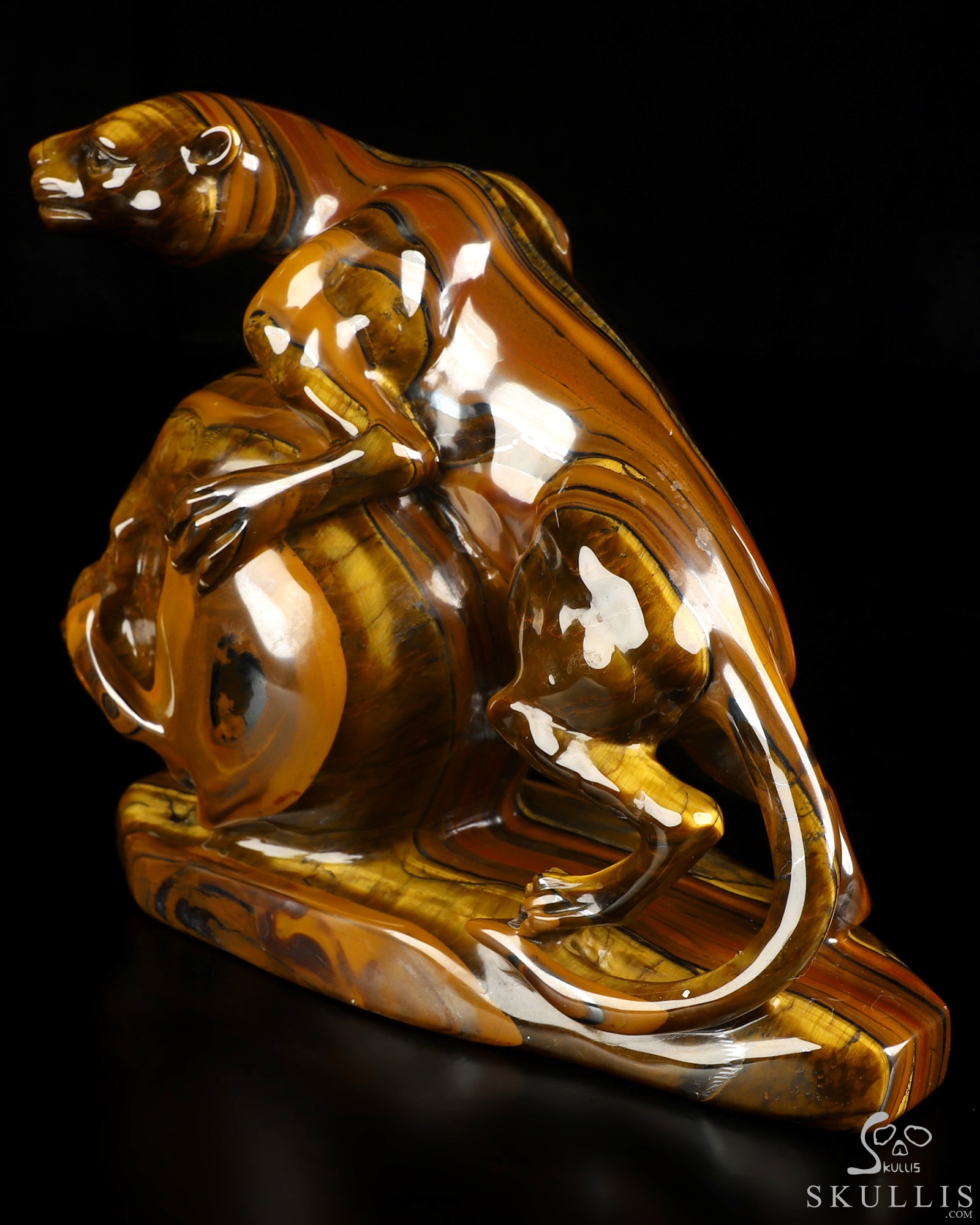 7.9" Tiger Iron Eye Hand Carved Crystal Skull and Leopard Fine Art Sculpture, Crystal Healing 7.9" Tiger Iron Eye Hand Carved Crystal Skull and Leopard Fine Art Sculpture, Crystal Healing