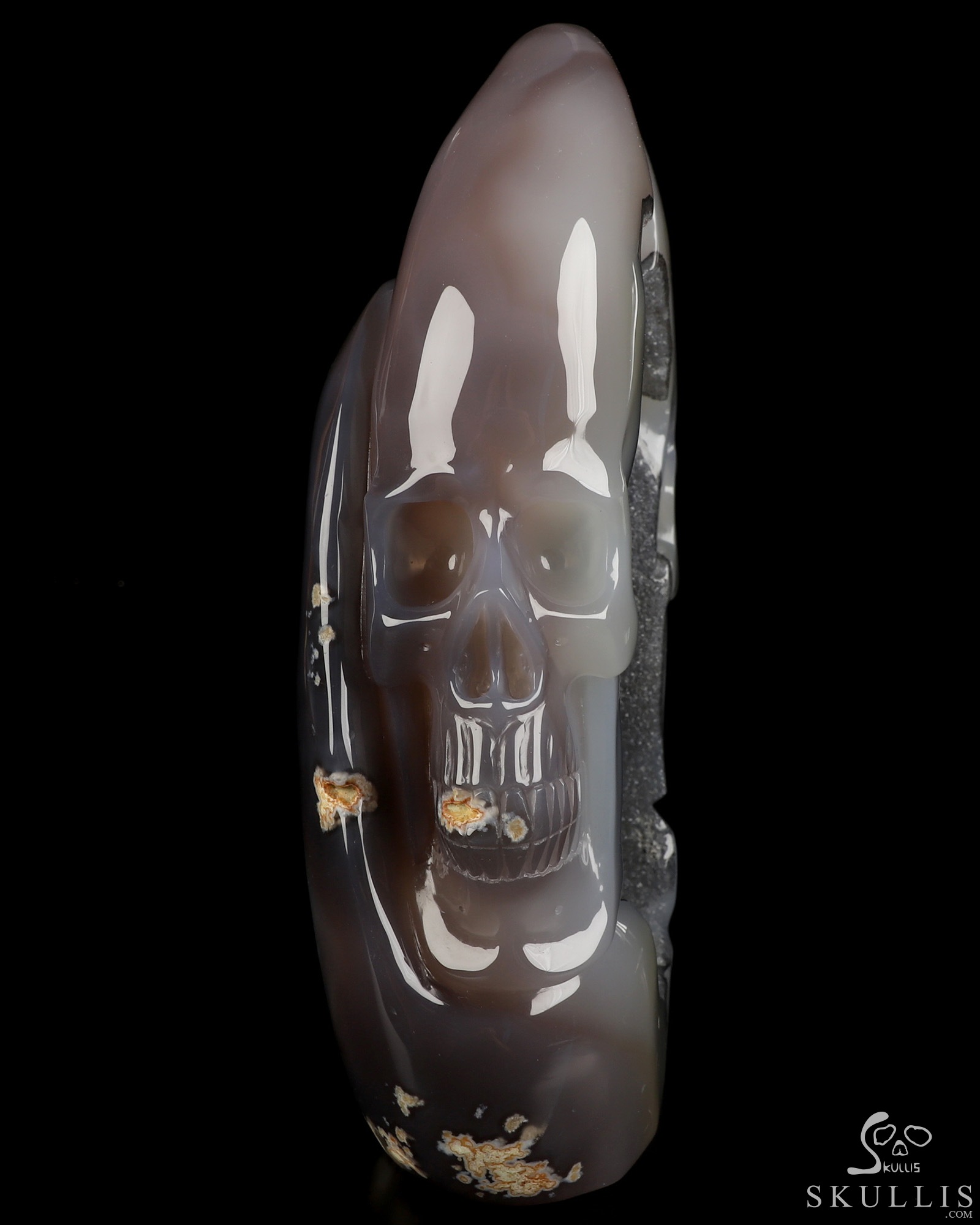 8.9" Agate Geode Hand Carved Double Crystal Skulls Fine Art Sculpture, Crystal Healing 8.9" Agate Geode Hand Carved Double Crystal Skulls Fine Art Sculpture, Crystal Healing