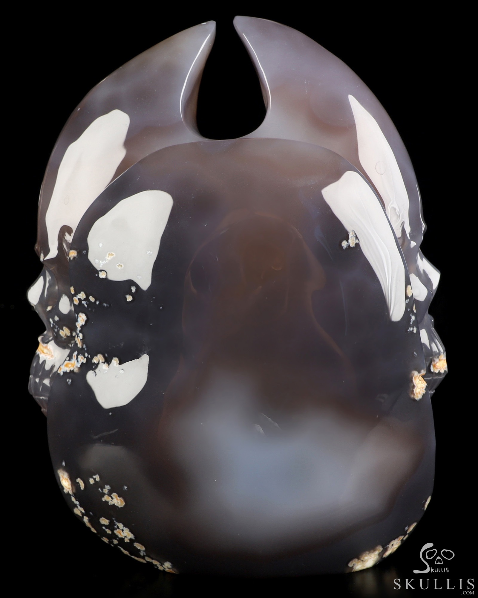 8.9" Agate Geode Hand Carved Double Crystal Skulls Fine Art Sculpture, Crystal Healing 8.9" Agate Geode Hand Carved Double Crystal Skulls Fine Art Sculpture, Crystal Healing