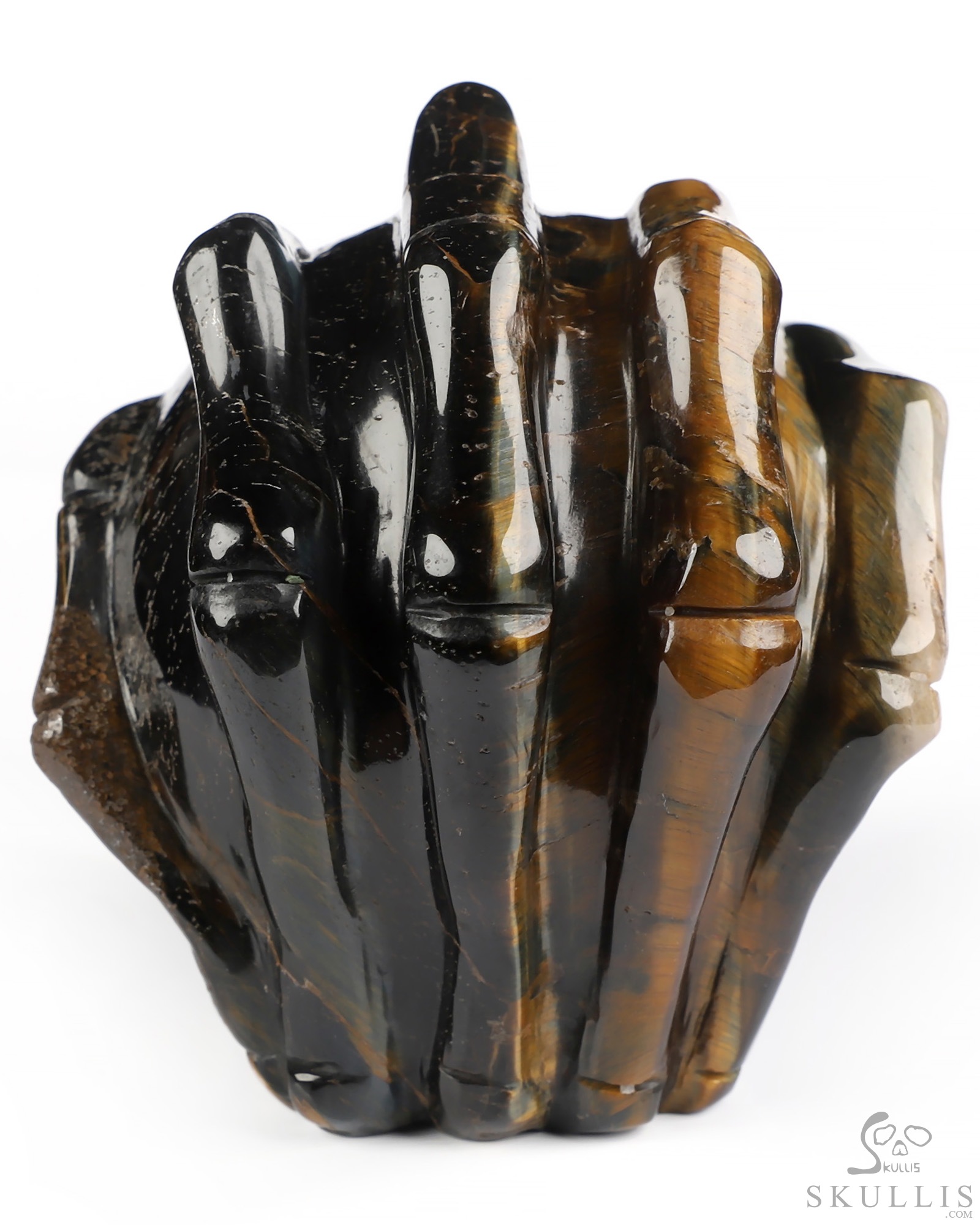 3.3" Blue & Gold Tiger's Eye Hand Carved Jack Crystal Skull Sculpture, Crystal Healing 3.3" Blue & Gold Tiger's Eye Hand Carved Jack Crystal Skull Sculpture, Crystal Healing