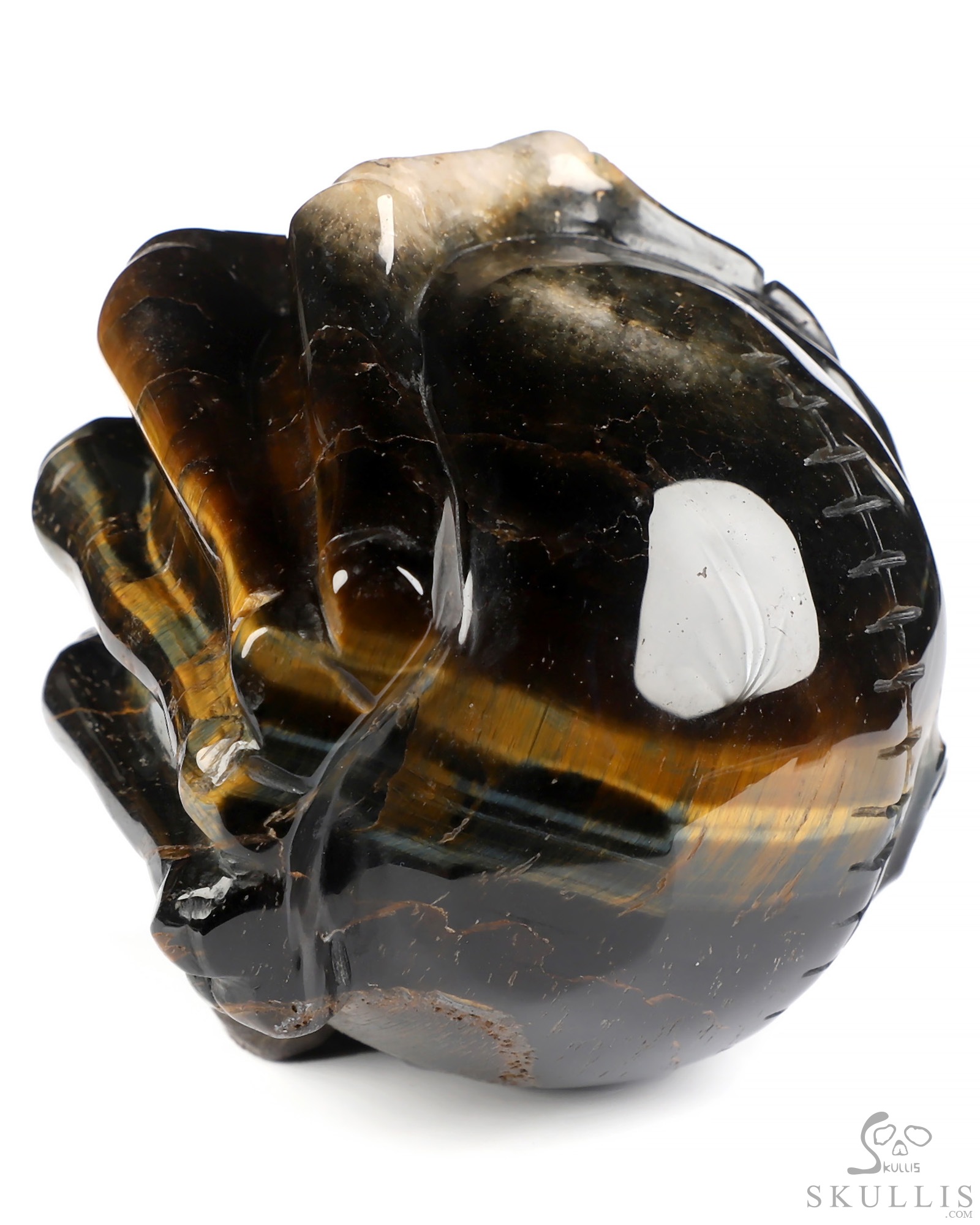 3.3" Blue & Gold Tiger's Eye Hand Carved Jack Crystal Skull Sculpture, Crystal Healing 3.3" Blue & Gold Tiger's Eye Hand Carved Jack Crystal Skull Sculpture, Crystal Healing