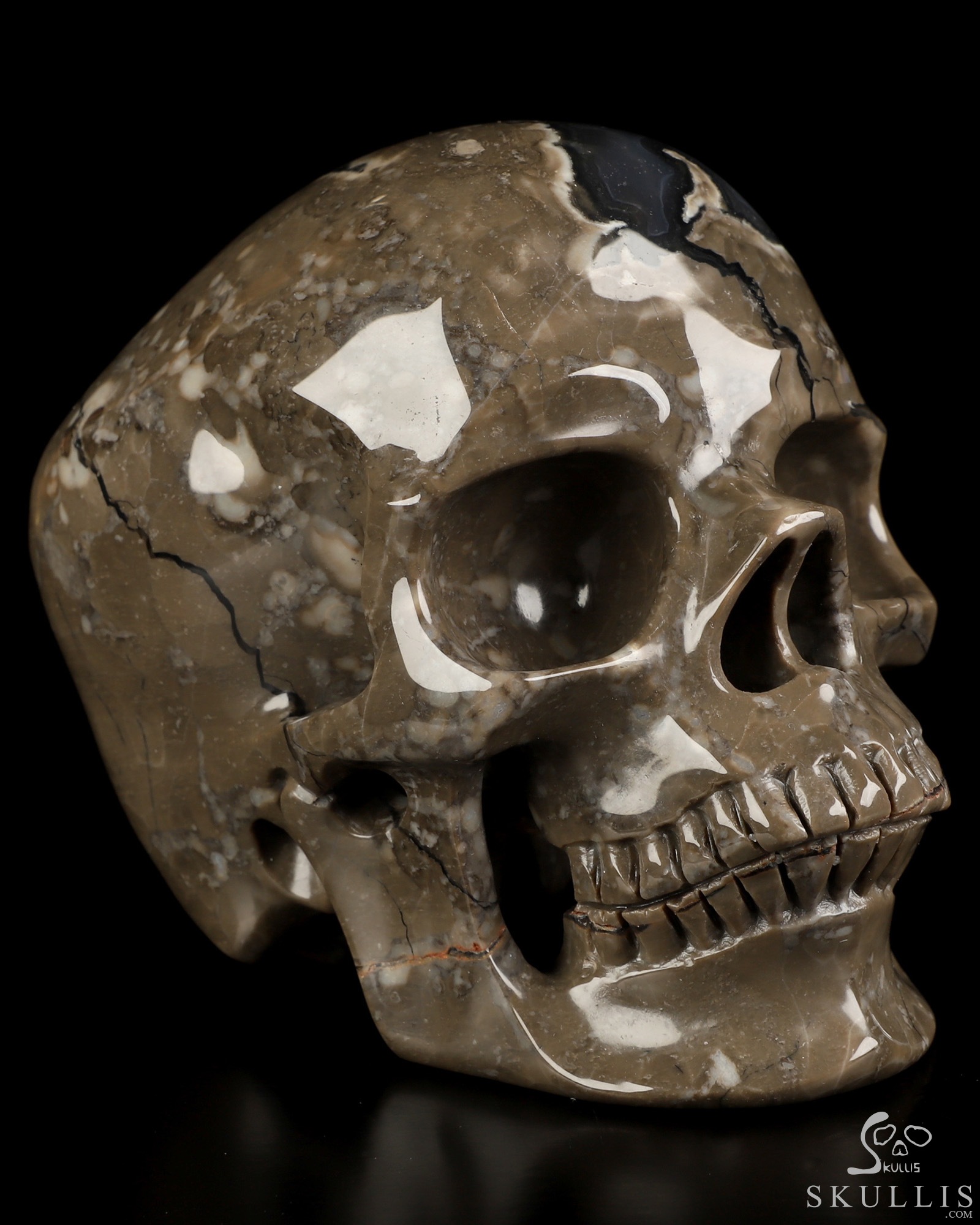 5.1" Volcano Agate Hand Carved Crystal Skull, Super Realistic, Crystal Healing 5.1" Volcano Agate Hand Carved Crystal Skull, Super Realistic, Crystal Healing