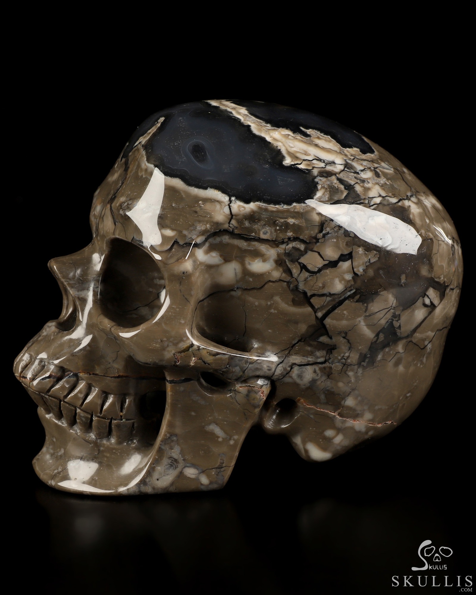 5.1" Volcano Agate Hand Carved Crystal Skull, Super Realistic, Crystal Healing 5.1" Volcano Agate Hand Carved Crystal Skull, Super Realistic, Crystal Healing