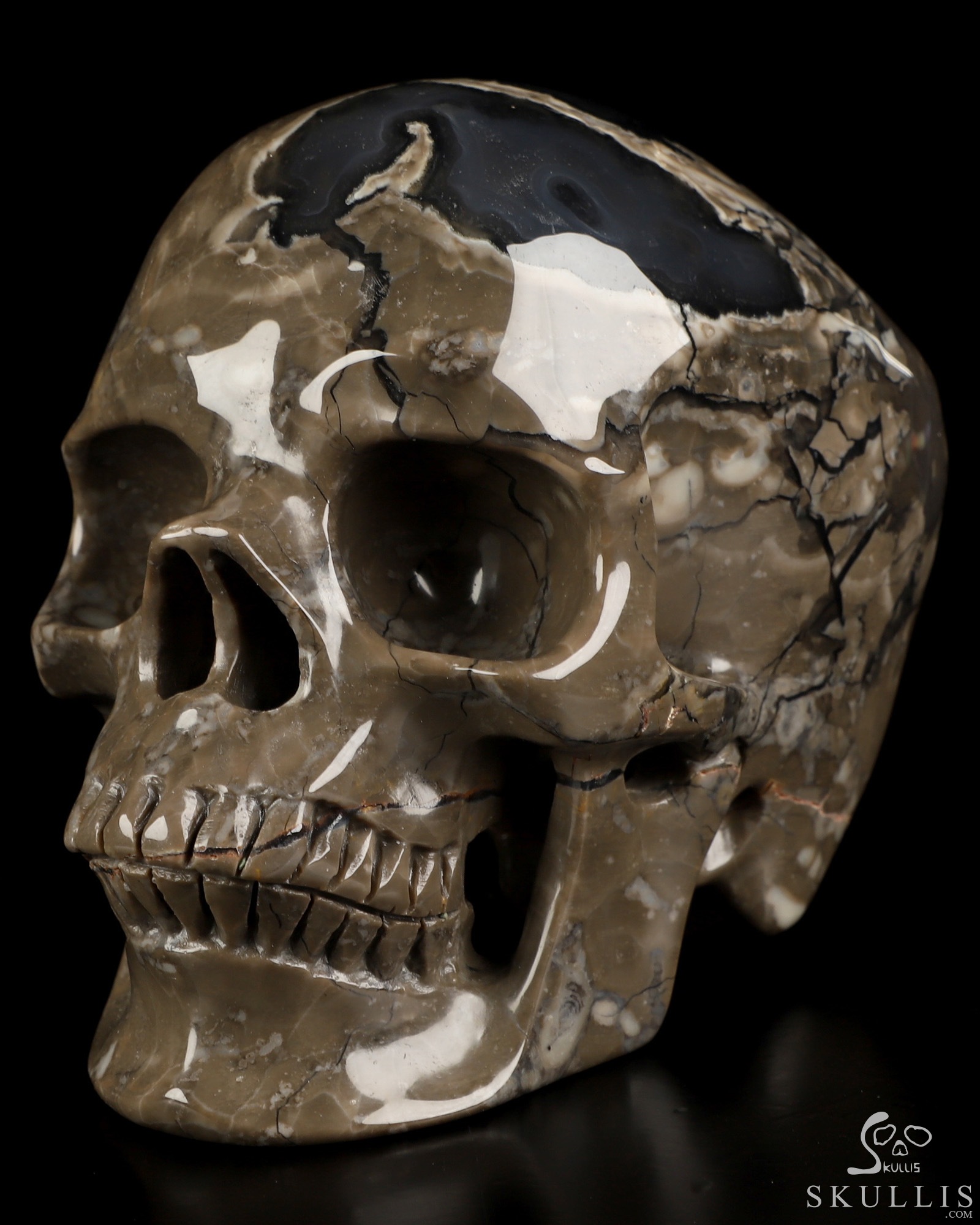 5.1" Volcano Agate Hand Carved Crystal Skull, Super Realistic, Crystal Healing 5.1" Volcano Agate Hand Carved Crystal Skull, Super Realistic, Crystal Healing