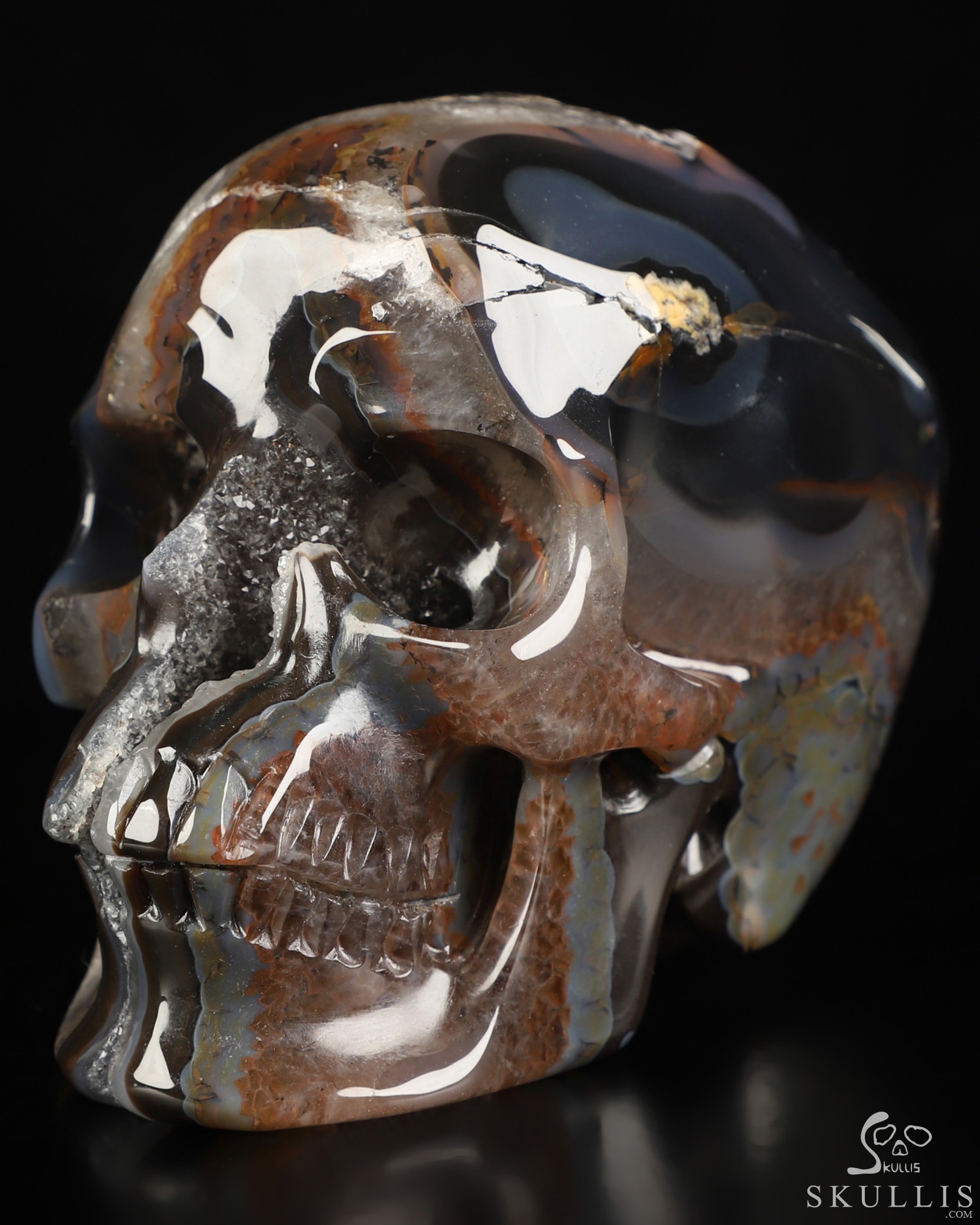4.4" Premium Brazilian Agate Geode Hand Carved Crystal Skull, Super Realistic, Crystal Healing 4.4" Premium Brazilian Agate Geode Hand Carved Crystal Skull, Super Realistic, Crystal Healing