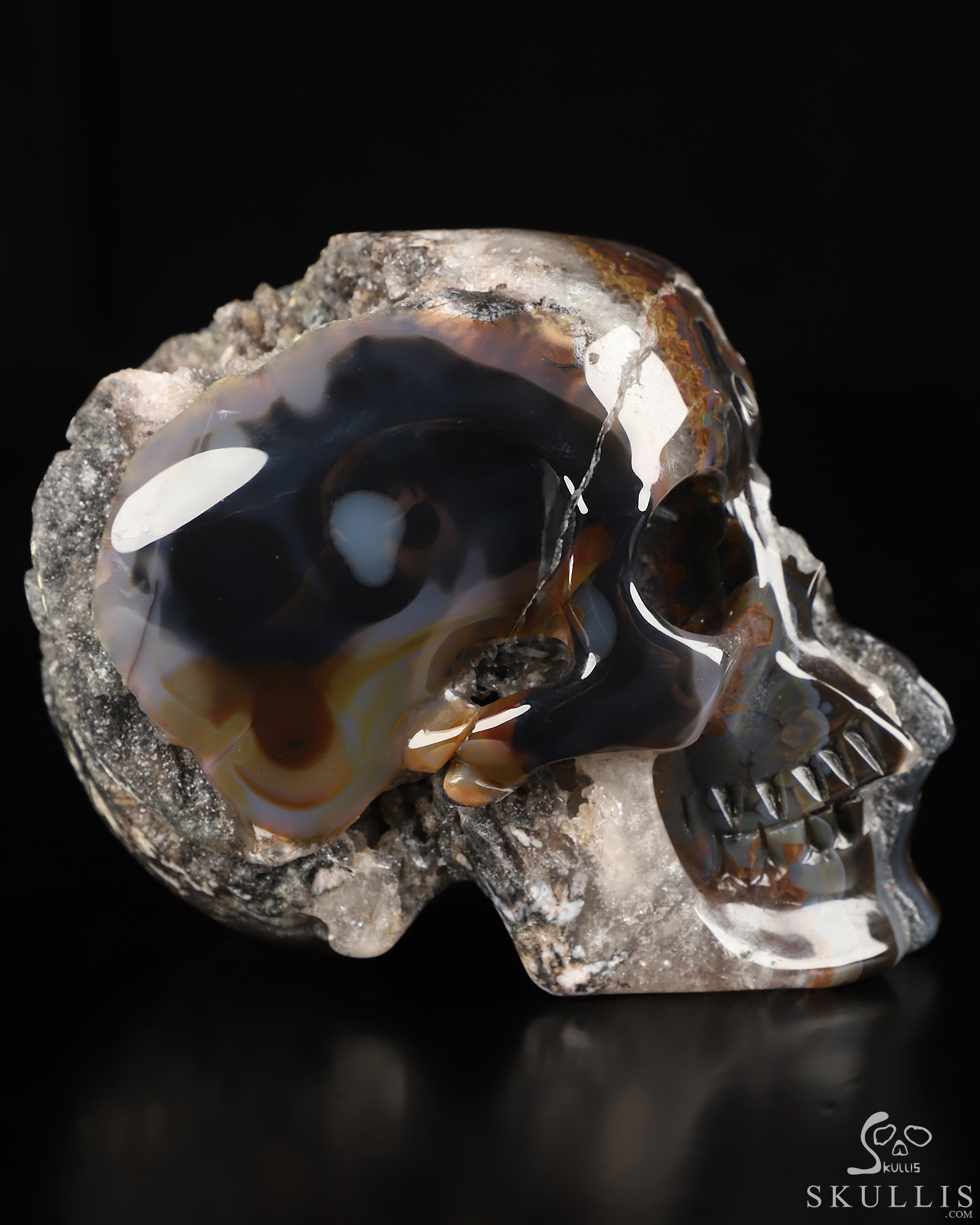 4.4" Premium Brazilian Agate Geode Hand Carved Crystal Skull, Super Realistic, Crystal Healing 4.4" Premium Brazilian Agate Geode Hand Carved Crystal Skull, Super Realistic, Crystal Healing