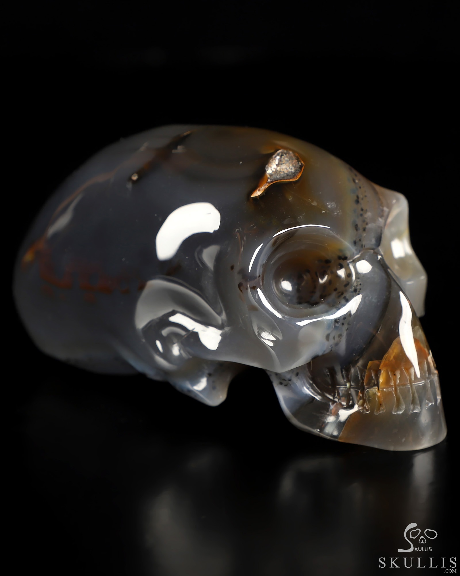 4.8" Premium Brazilian Agate Hand Carved Crystal Elongated Mayan Alien Skull Sculpture, Crystal Healing 4.8" Premium Brazilian Agate Hand Carved Crystal Elongated Mayan Alien Skull Sculpture, Crystal Healing