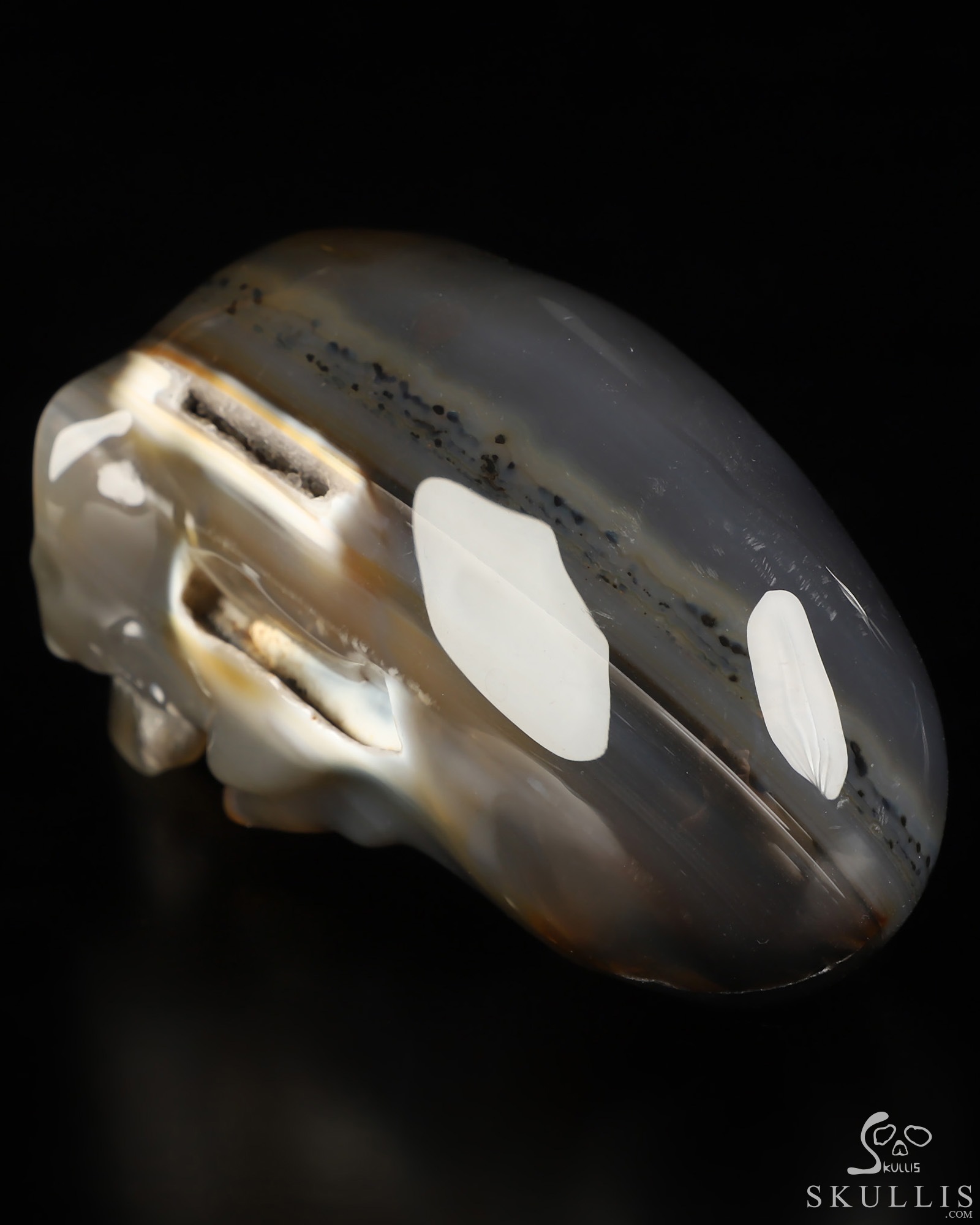 4.8" Premium Brazilian Agate Hand Carved Crystal Elongated Mayan Alien Skull Sculpture, Crystal Healing 4.8" Premium Brazilian Agate Hand Carved Crystal Elongated Mayan Alien Skull Sculpture, Crystal Healing