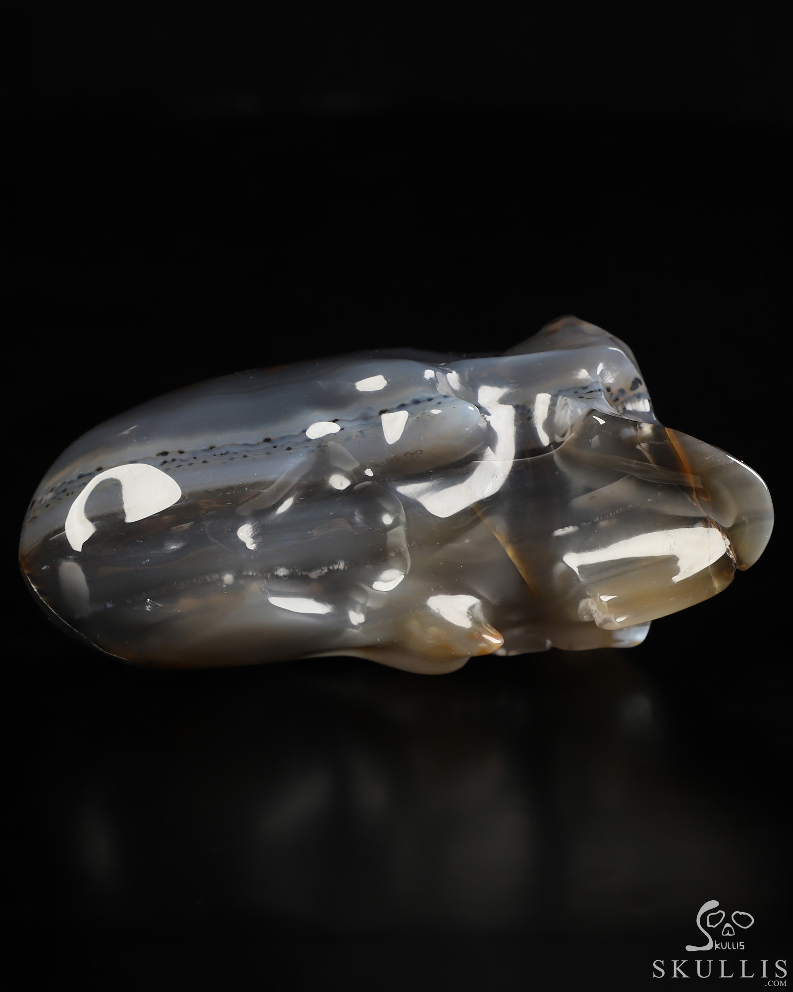 4.8" Premium Brazilian Agate Hand Carved Crystal Elongated Mayan Alien Skull Sculpture, Crystal Healing 4.8" Premium Brazilian Agate Hand Carved Crystal Elongated Mayan Alien Skull Sculpture, Crystal Healing