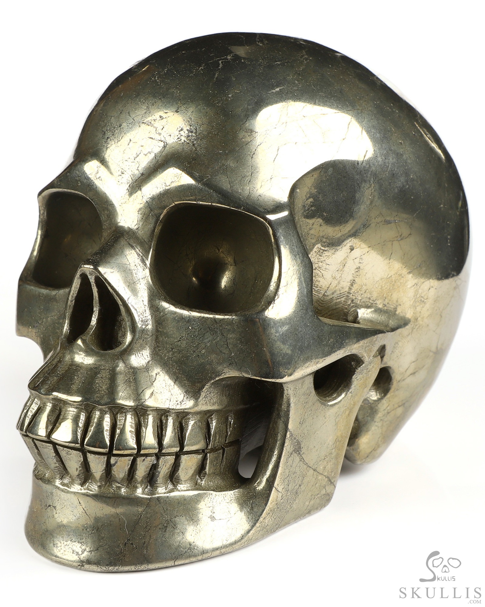 4.9" Pyrite Hand Carved Crystal Skull, Realistic, Crystal Healing 4.9" Pyrite Hand Carved Crystal Skull, Realistic, Crystal Healing