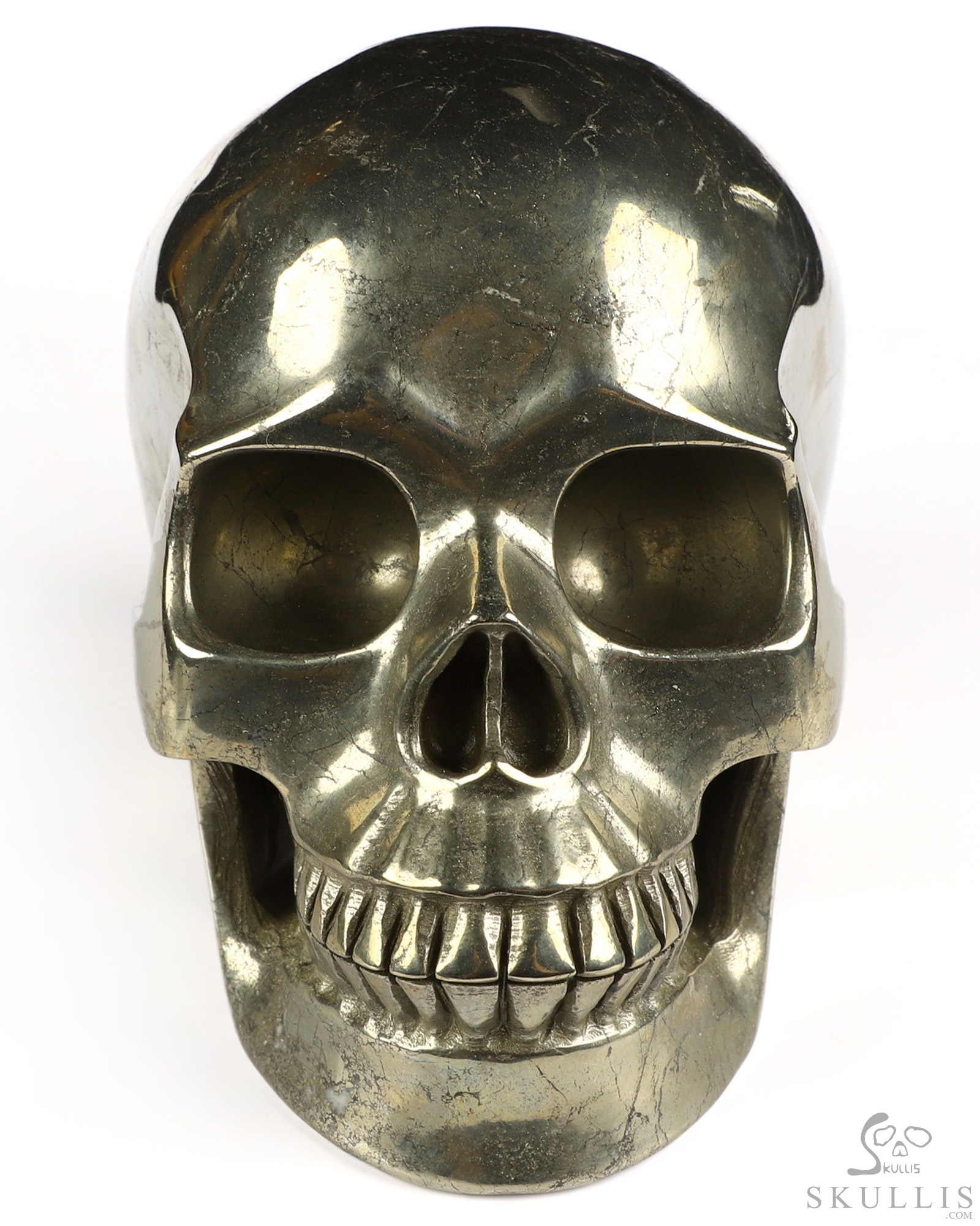 4.9" Pyrite Hand Carved Crystal Skull, Realistic, Crystal Healing 4.9" Pyrite Hand Carved Crystal Skull, Realistic, Crystal Healing