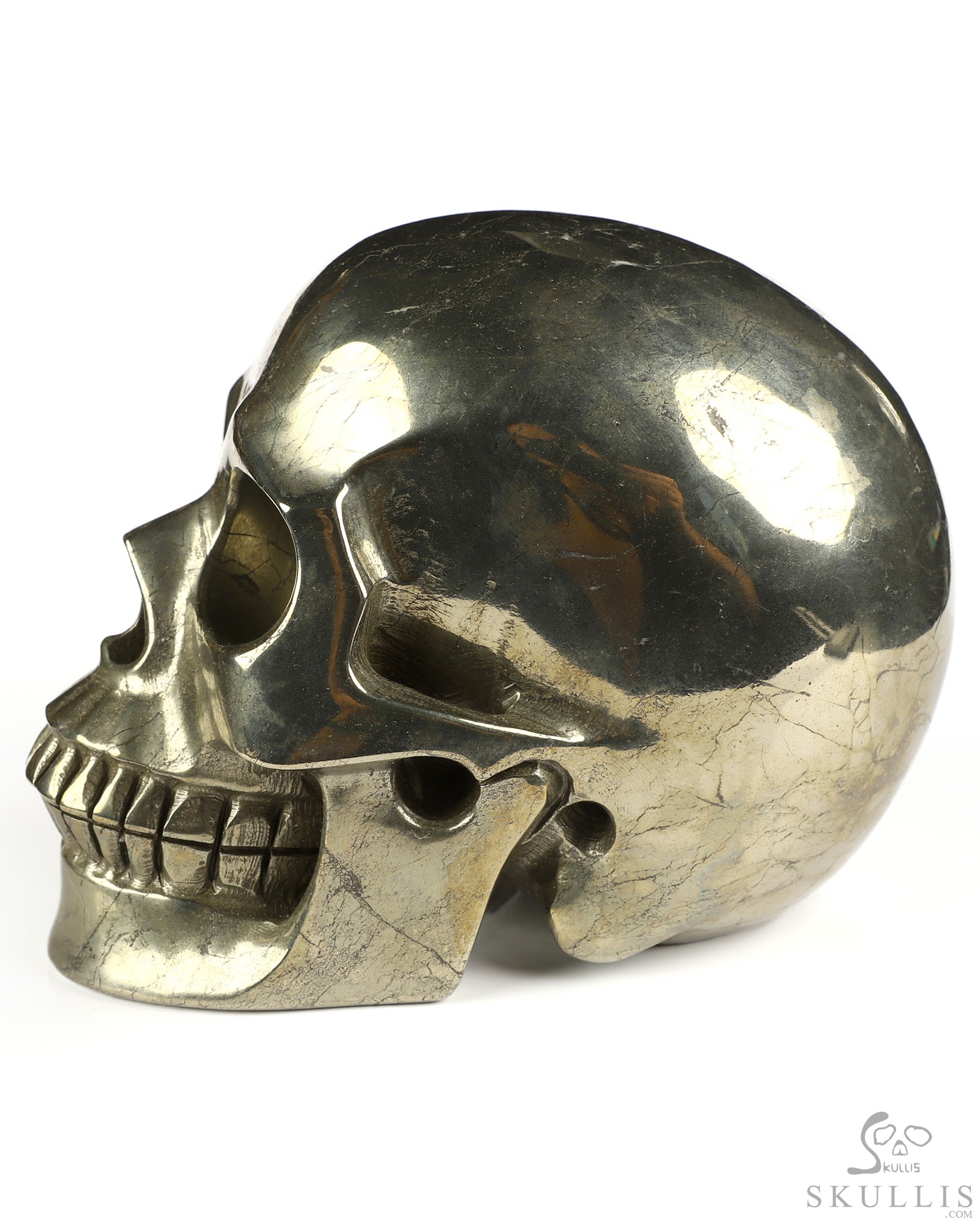4.9" Pyrite Hand Carved Crystal Skull, Realistic, Crystal Healing 4.9" Pyrite Hand Carved Crystal Skull, Realistic, Crystal Healing
