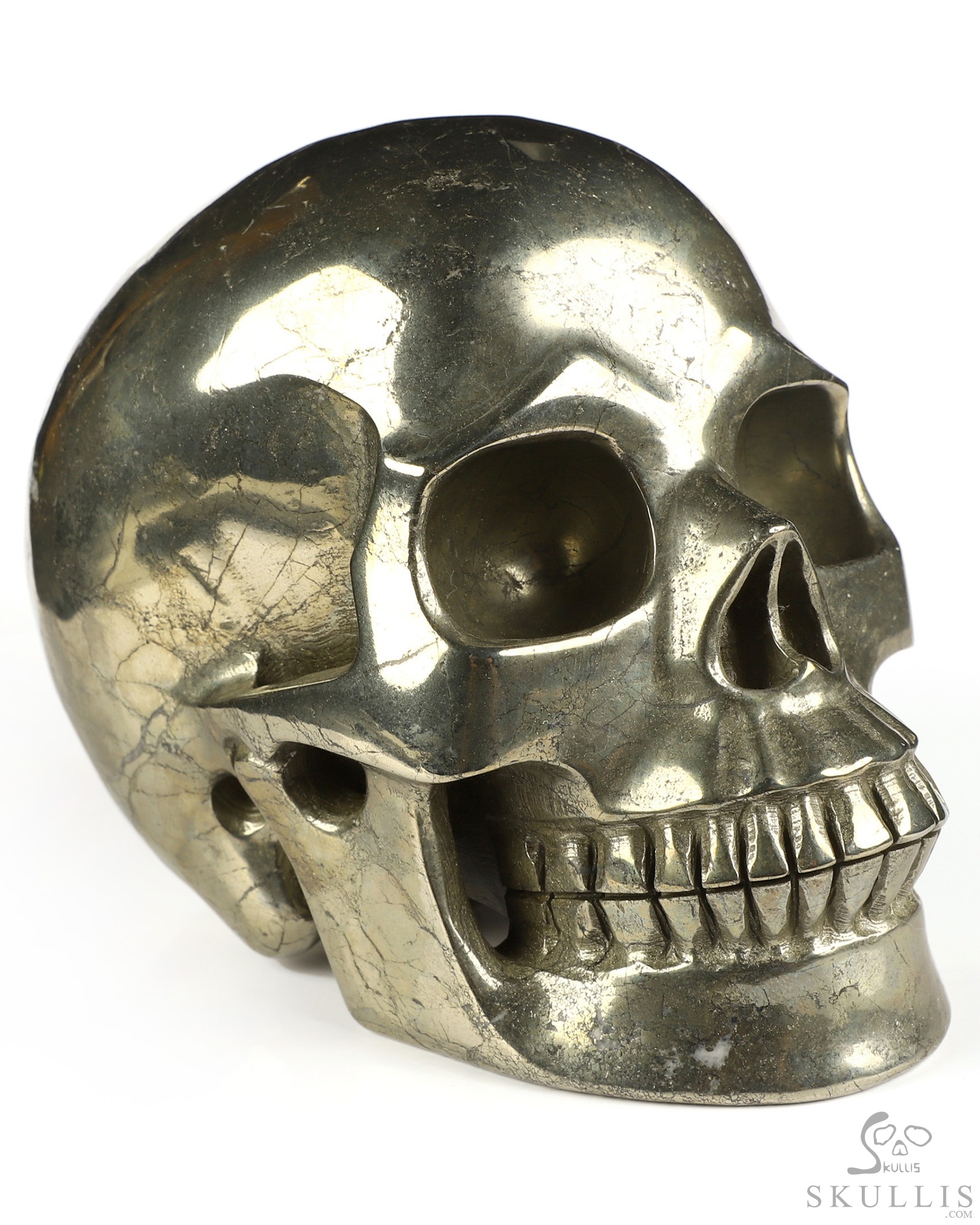 4.9" Pyrite Hand Carved Crystal Skull, Realistic, Crystal Healing 4.9" Pyrite Hand Carved Crystal Skull, Realistic, Crystal Healing
