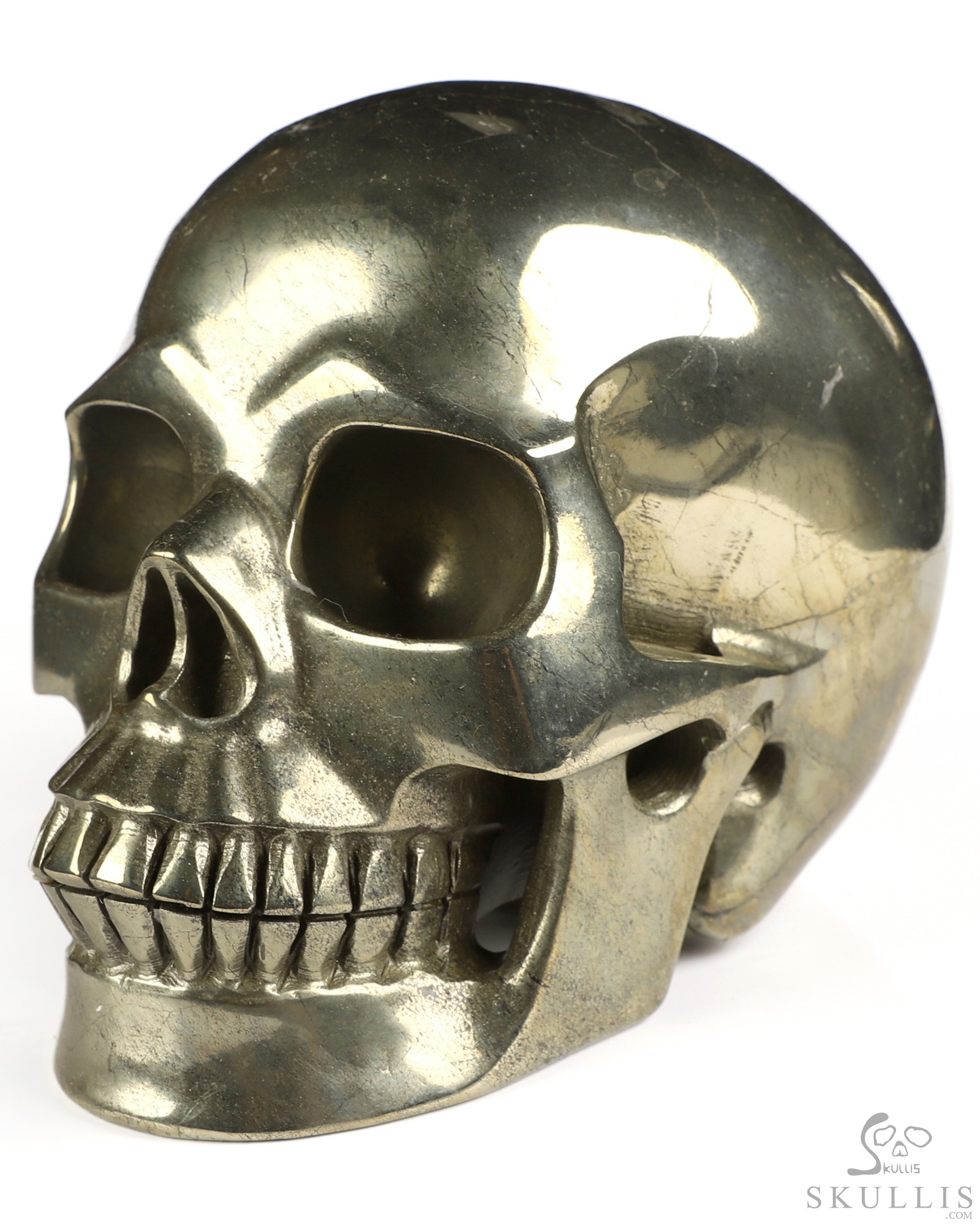 4.9" Pyrite Hand Carved Crystal Skull, Realistic, Crystal Healing 4.9" Pyrite Hand Carved Crystal Skull, Realistic, Crystal Healing