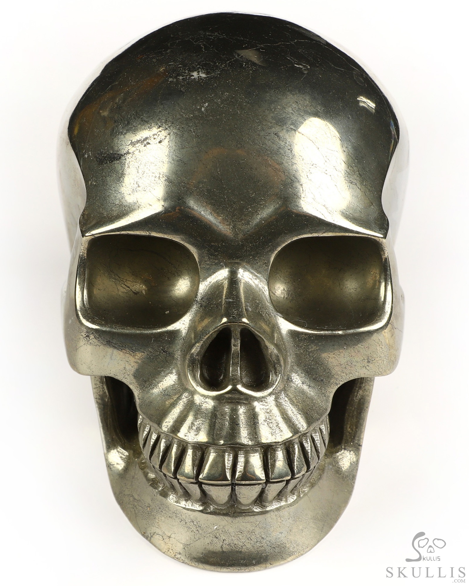 4.9" Pyrite Hand Carved Crystal Skull, Realistic, Crystal Healing 4.9" Pyrite Hand Carved Crystal Skull, Realistic, Crystal Healing