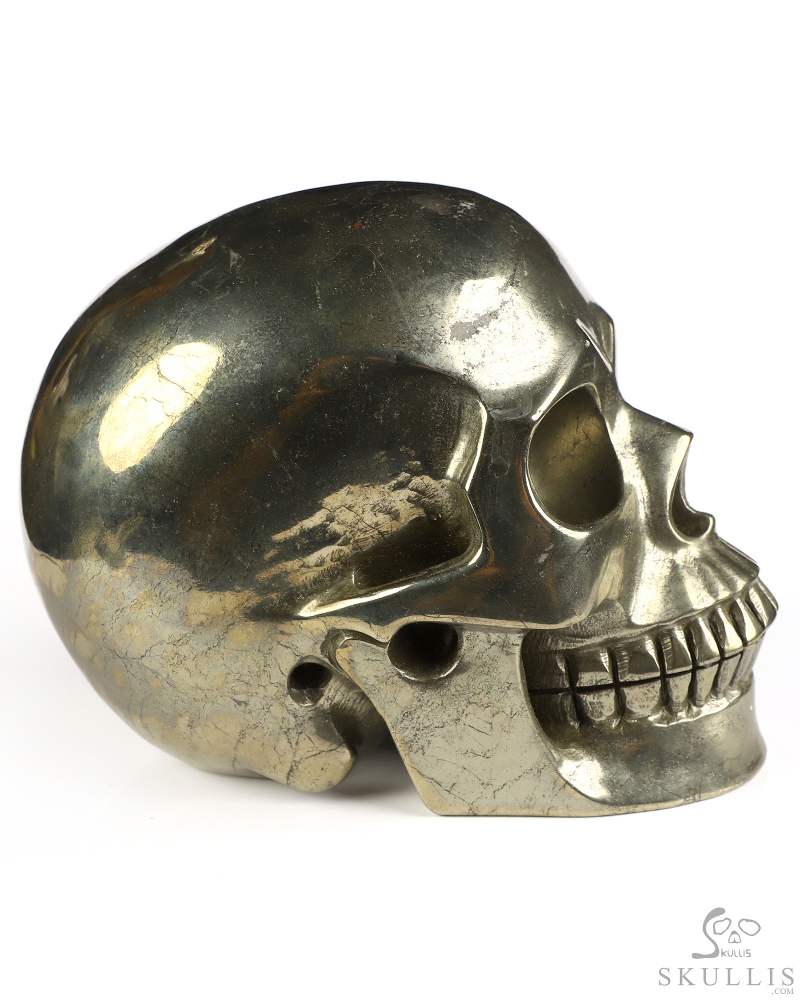 4.9" Pyrite Hand Carved Crystal Skull, Realistic, Crystal Healing 4.9" Pyrite Hand Carved Crystal Skull, Realistic, Crystal Healing