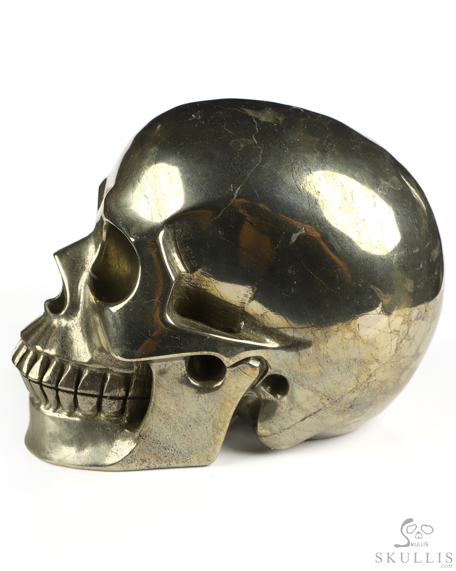 4.9" Pyrite Hand Carved Crystal Skull, Realistic, Crystal Healing 4.9" Pyrite Hand Carved Crystal Skull, Realistic, Crystal Healing