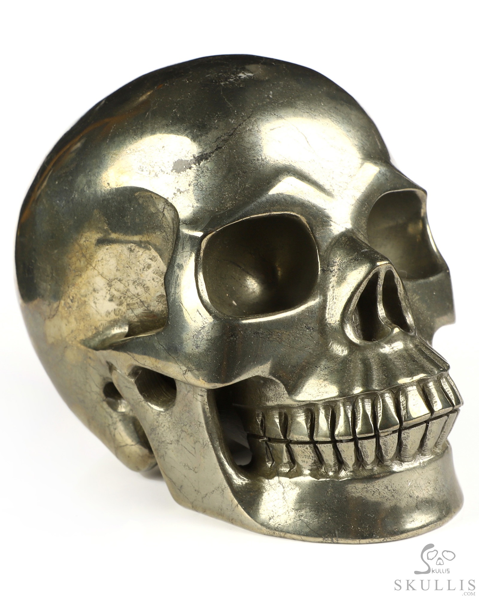4.9" Pyrite Hand Carved Crystal Skull, Realistic, Crystal Healing 4.9" Pyrite Hand Carved Crystal Skull, Realistic, Crystal Healing