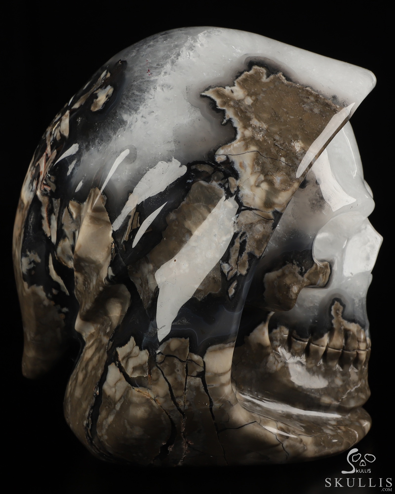 5.6" Volcano Agate Hand Carved Death Crystal Skull Sculpture, Crystal Healing 5.6" Volcano Agate Hand Carved Death Crystal Skull Sculpture, Crystal Healing