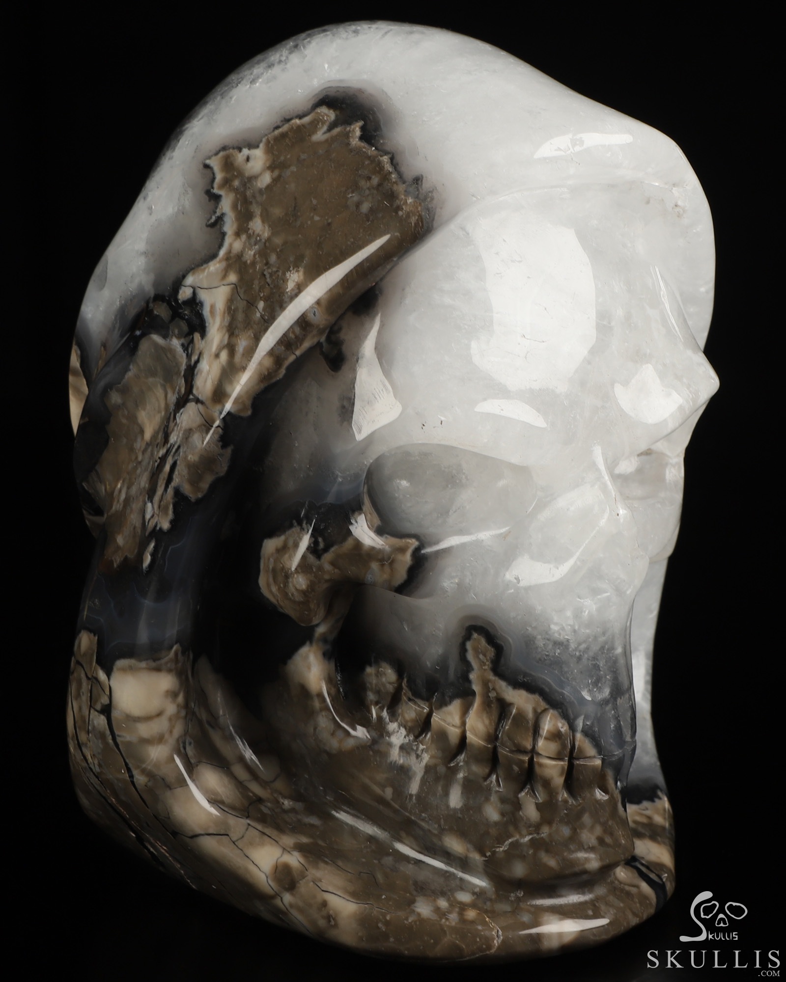 5.6" Volcano Agate Hand Carved Death Crystal Skull Sculpture, Crystal Healing 5.6" Volcano Agate Hand Carved Death Crystal Skull Sculpture, Crystal Healing