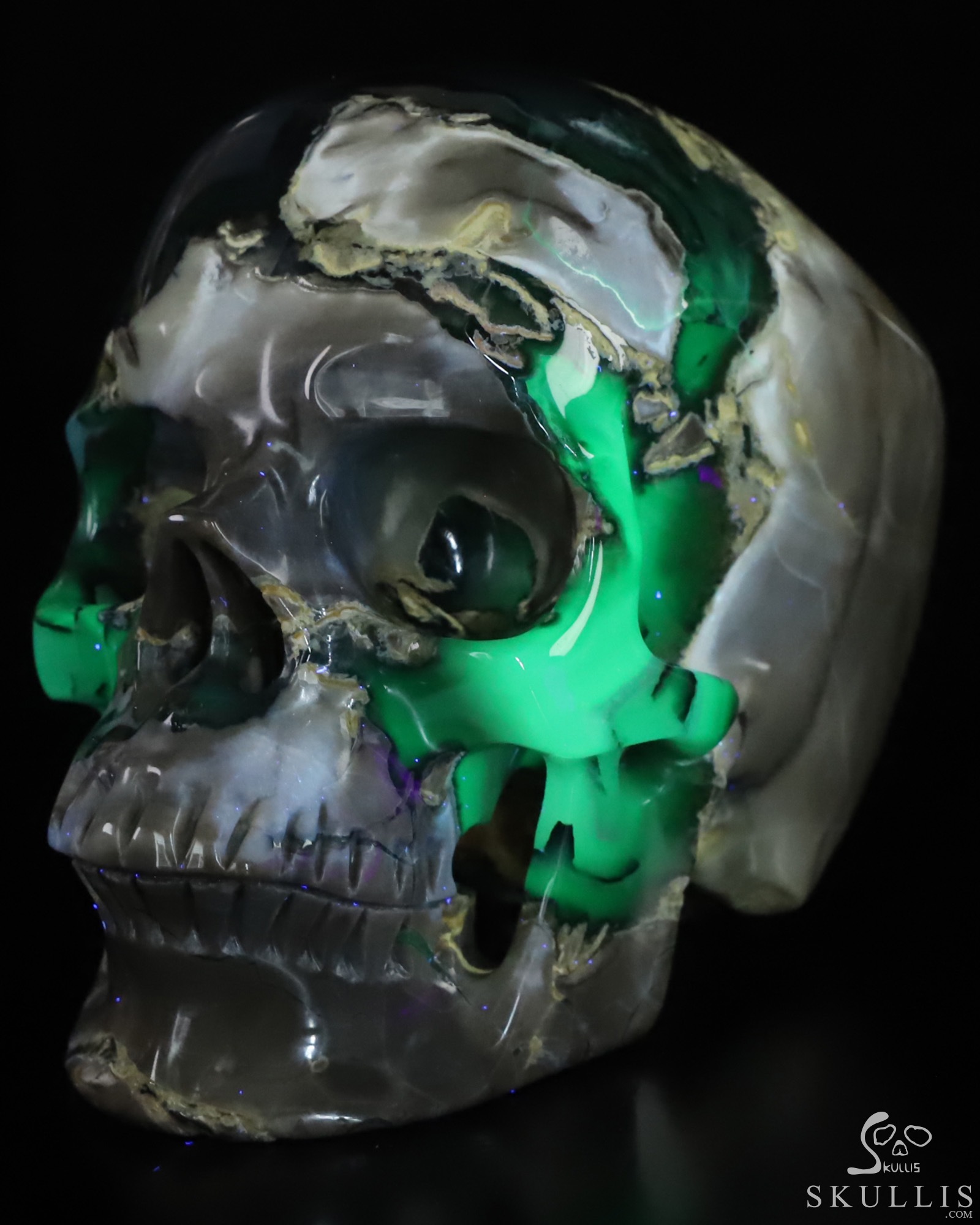5.0" Volcano Agate Hand Carved Crystal Skull, Super Realistic, Crystal Healing 5.0" Volcano Agate Hand Carved Crystal Skull, Super Realistic, Crystal Healing