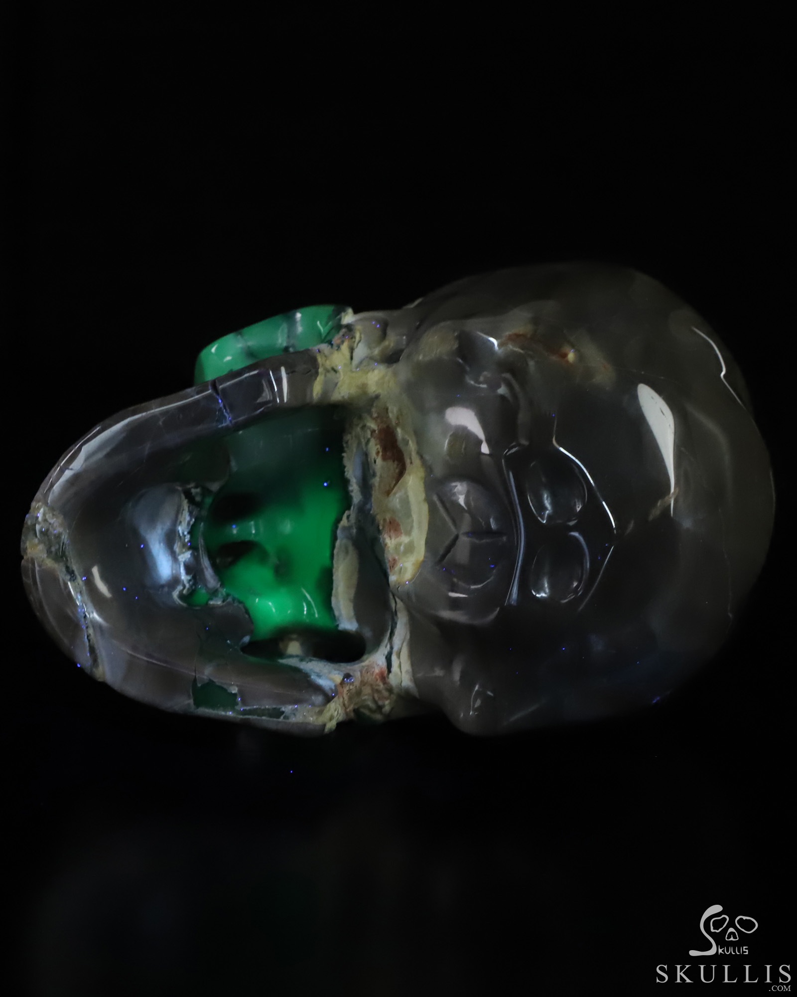 5.0" Volcano Agate Hand Carved Crystal Skull, Super Realistic, Crystal Healing 5.0" Volcano Agate Hand Carved Crystal Skull, Super Realistic, Crystal Healing