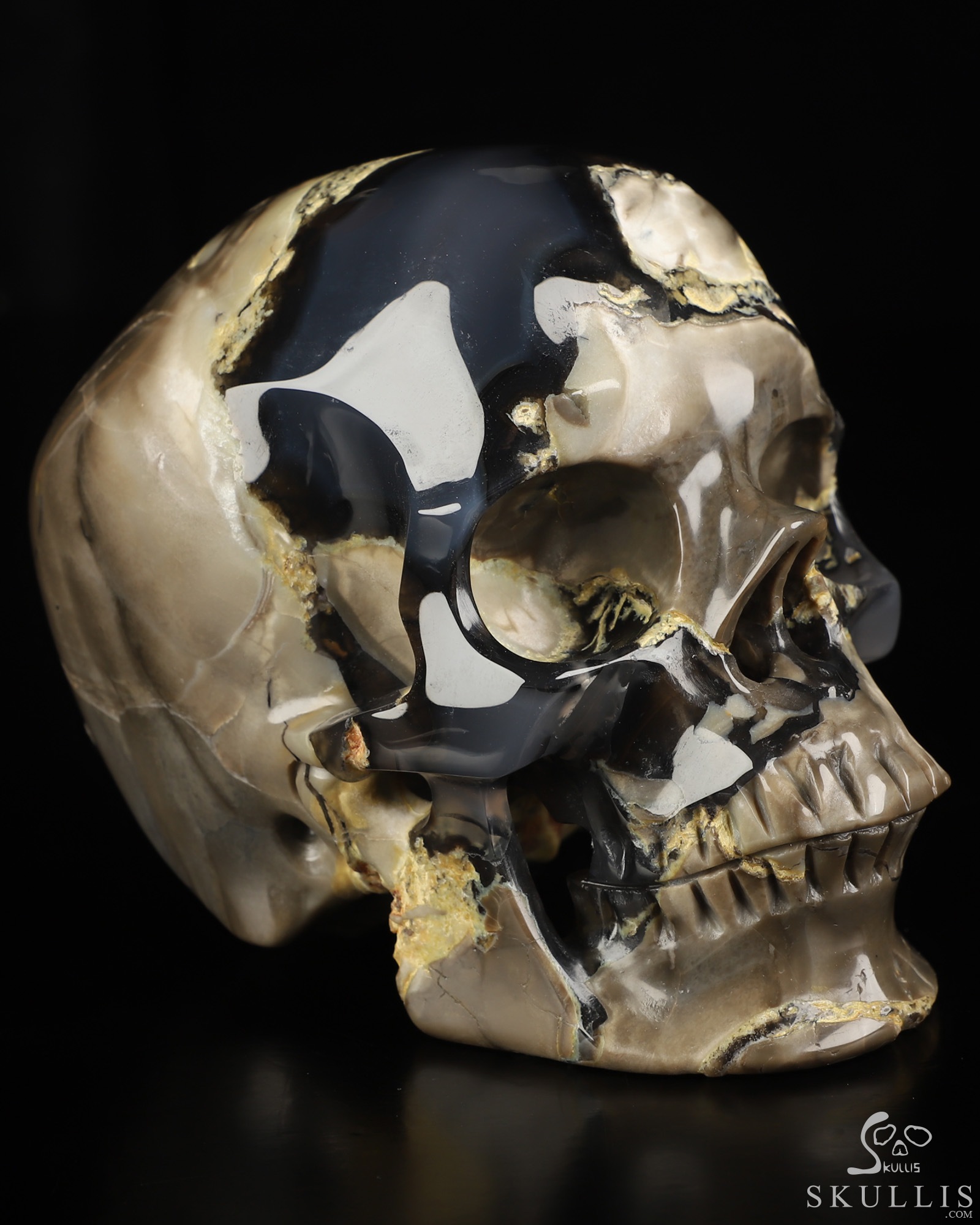 5.0" Volcano Agate Hand Carved Crystal Skull, Super Realistic, Crystal Healing 5.0" Volcano Agate Hand Carved Crystal Skull, Super Realistic, Crystal Healing