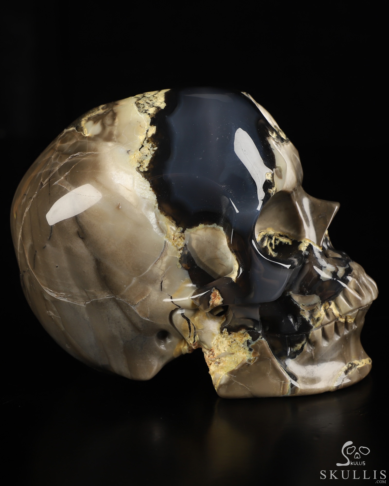 5.0" Volcano Agate Hand Carved Crystal Skull, Super Realistic, Crystal Healing 5.0" Volcano Agate Hand Carved Crystal Skull, Super Realistic, Crystal Healing