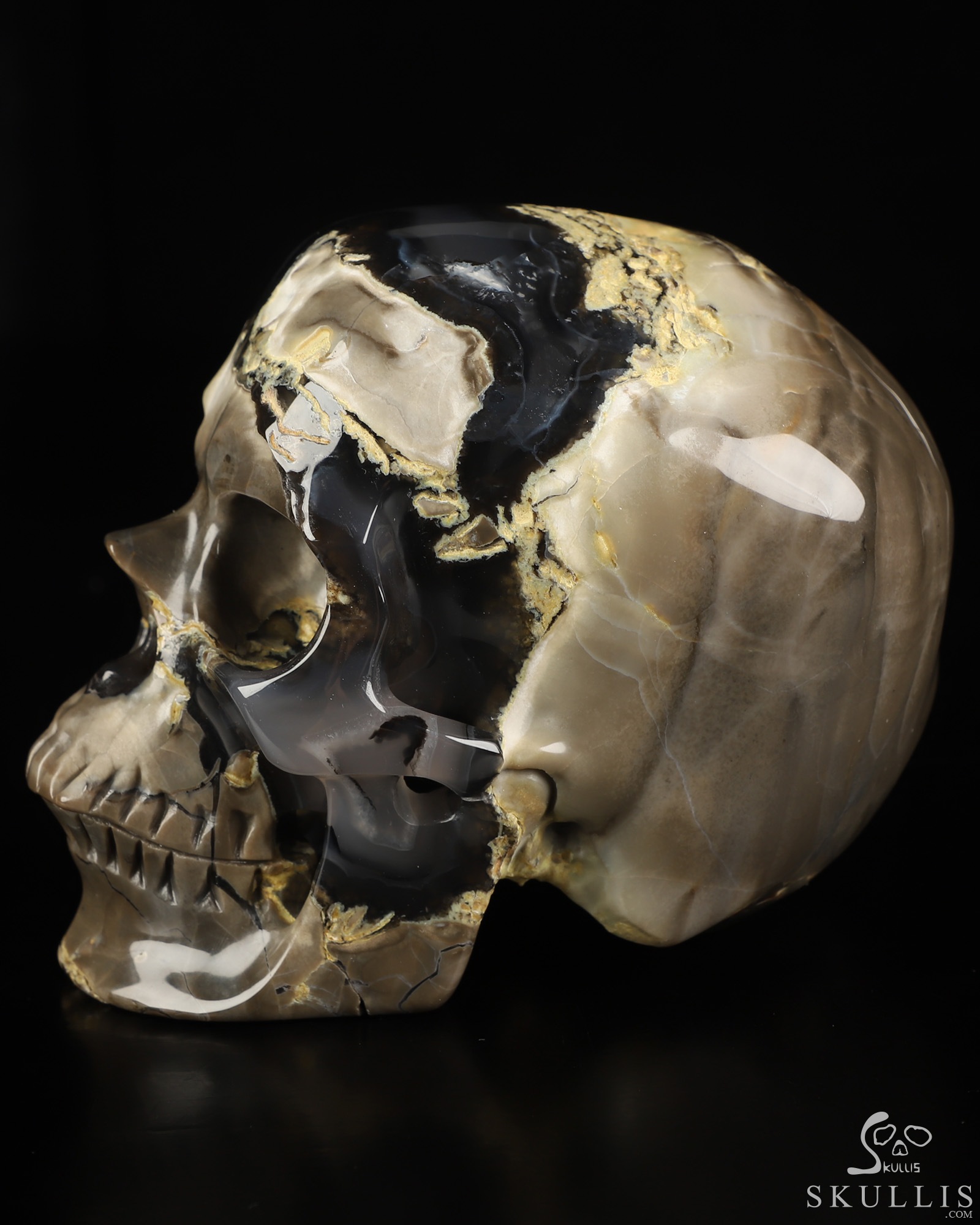 5.0" Volcano Agate Hand Carved Crystal Skull, Super Realistic, Crystal Healing 5.0" Volcano Agate Hand Carved Crystal Skull, Super Realistic, Crystal Healing