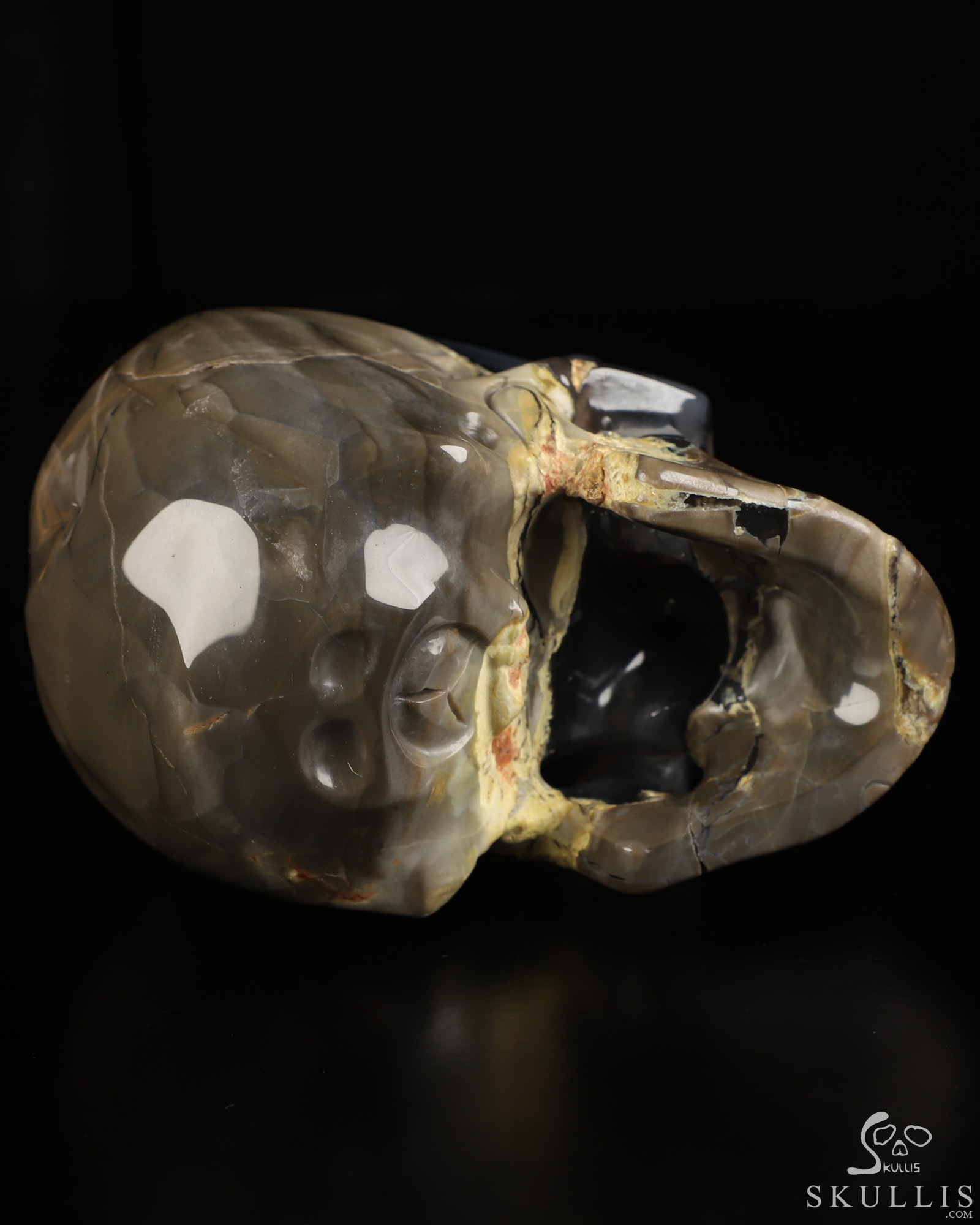 5.0" Volcano Agate Hand Carved Crystal Skull, Super Realistic, Crystal Healing 5.0" Volcano Agate Hand Carved Crystal Skull, Super Realistic, Crystal Healing
