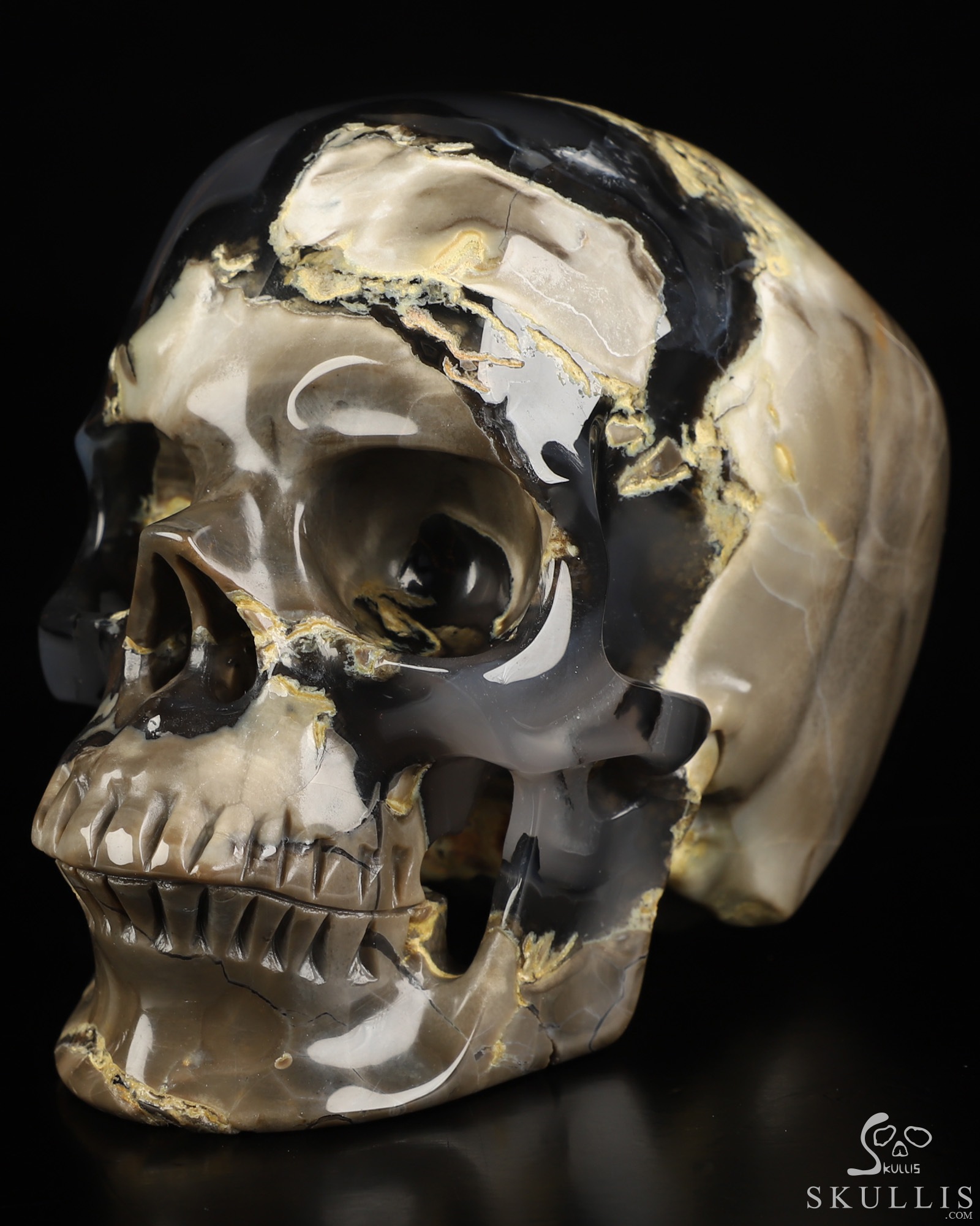 5.0" Volcano Agate Hand Carved Crystal Skull, Super Realistic, Crystal Healing 5.0" Volcano Agate Hand Carved Crystal Skull, Super Realistic, Crystal Healing