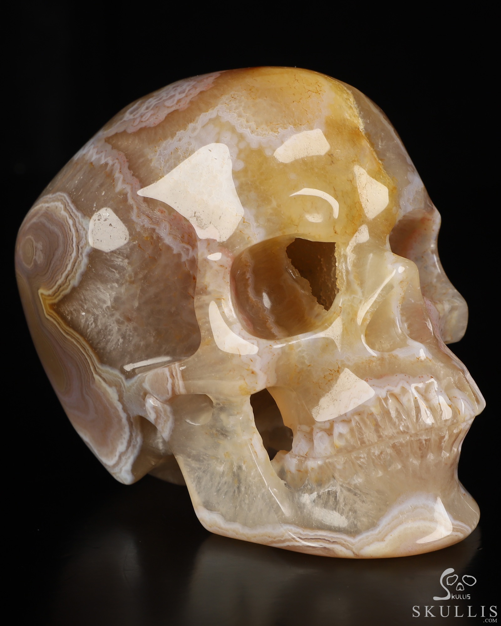 5.0" Premium Brazilian Agate Geode Hand Carved Crystal Skull, Super Realistic, Crystal Healing 5.0" Premium Brazilian Agate Geode Hand Carved Crystal Skull, Super Realistic, Crystal Healing