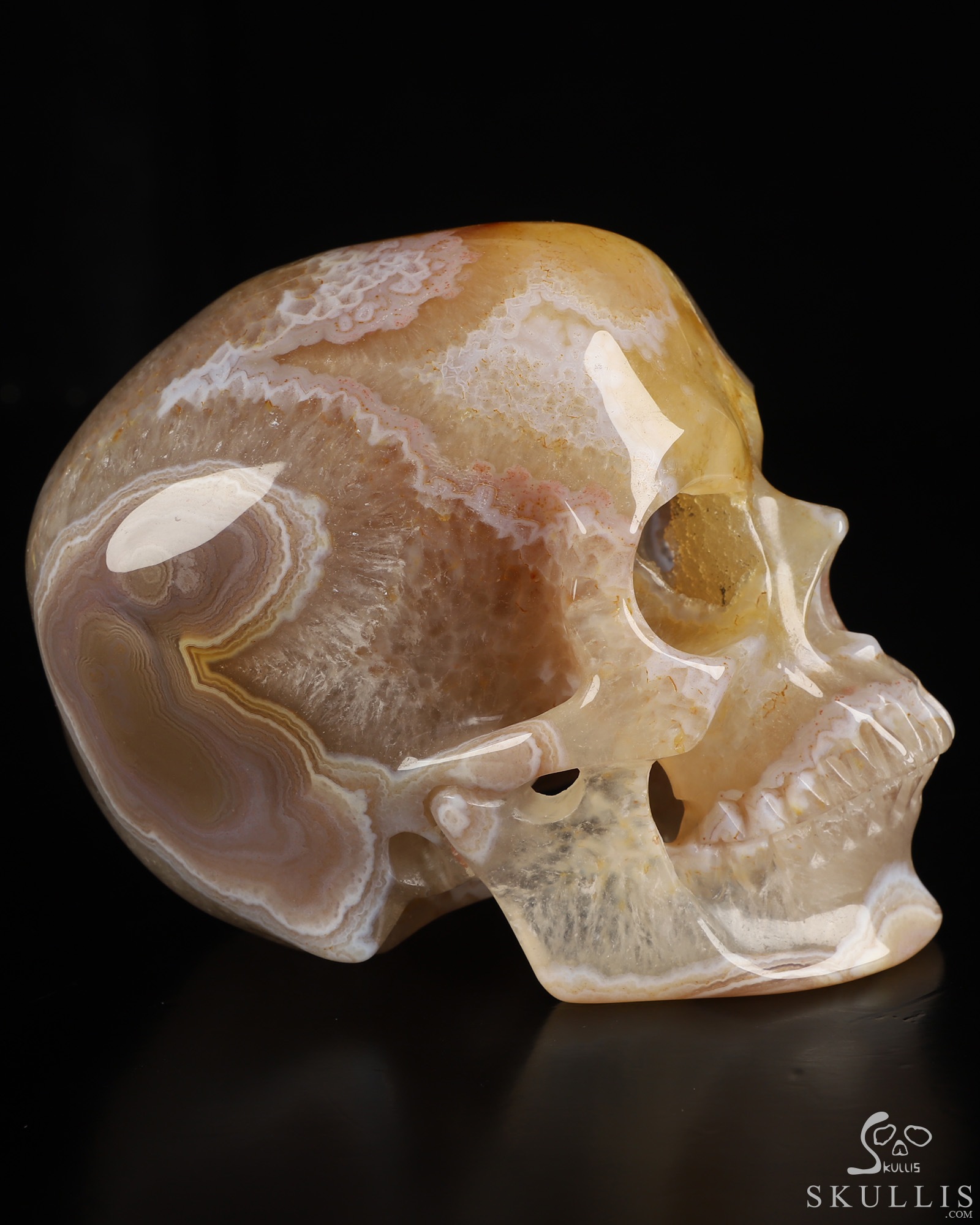 5.0" Premium Brazilian Agate Geode Hand Carved Crystal Skull, Super Realistic, Crystal Healing 5.0" Premium Brazilian Agate Geode Hand Carved Crystal Skull, Super Realistic, Crystal Healing