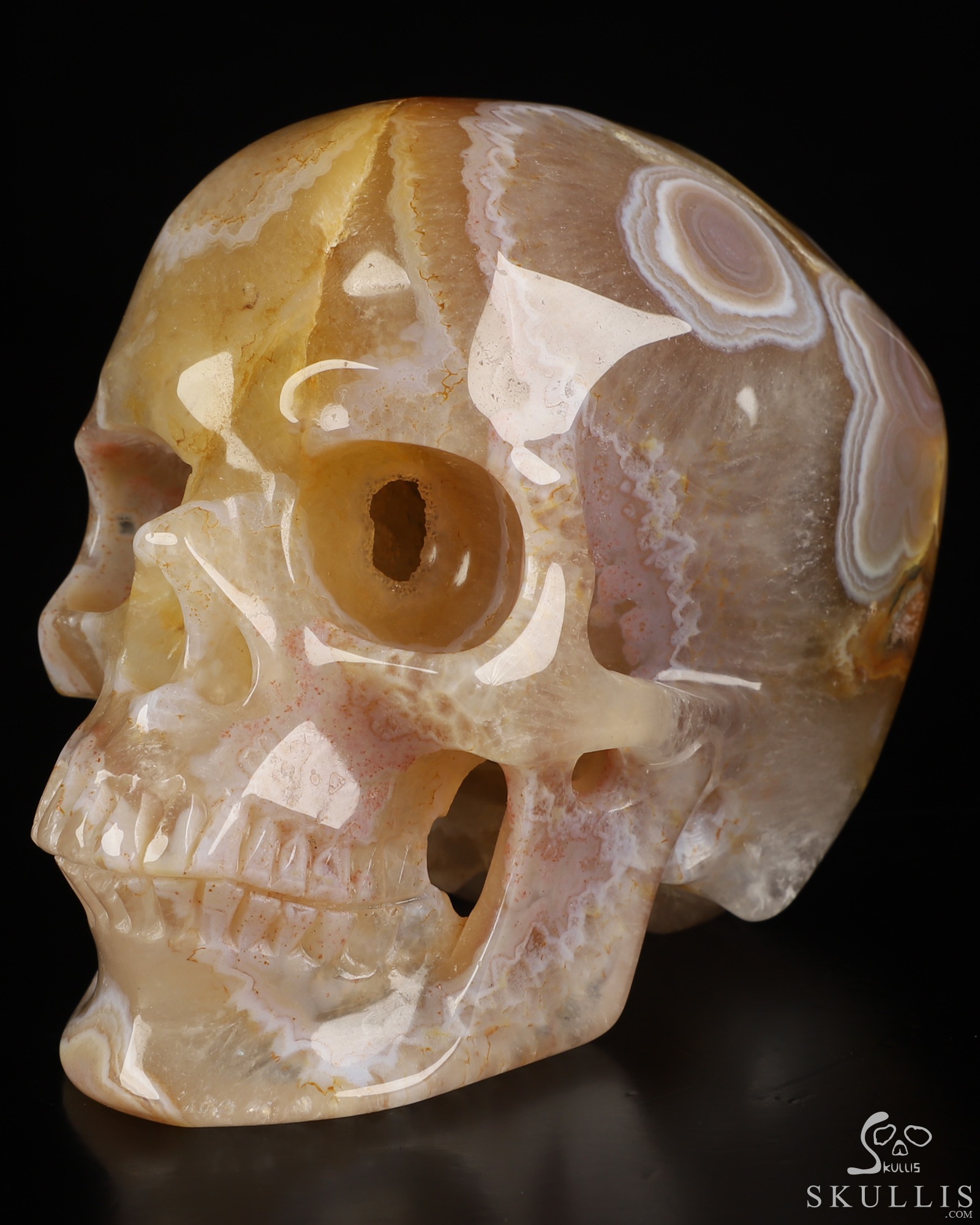 5.0" Premium Brazilian Agate Geode Hand Carved Crystal Skull, Super Realistic, Crystal Healing 5.0" Premium Brazilian Agate Geode Hand Carved Crystal Skull, Super Realistic, Crystal Healing