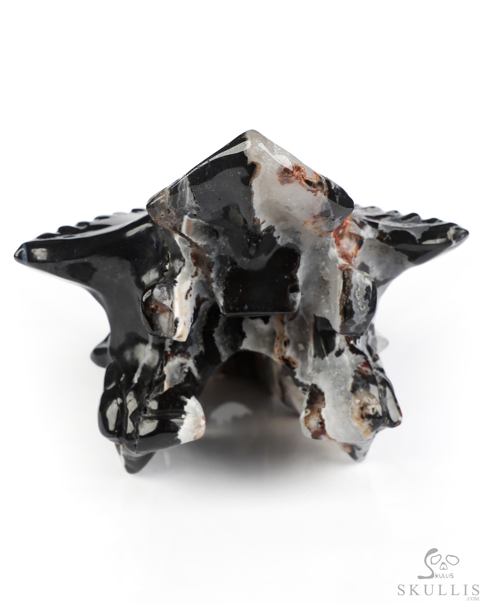 4.5" Black Zebra Agate Hand Carved Pterodactyl Crystal Skull Fine Art Sculpture, Crystal Healing 4.5" Black Zebra Agate Hand Carved Pterodactyl Crystal Skull Fine Art Sculpture, Crystal Healing