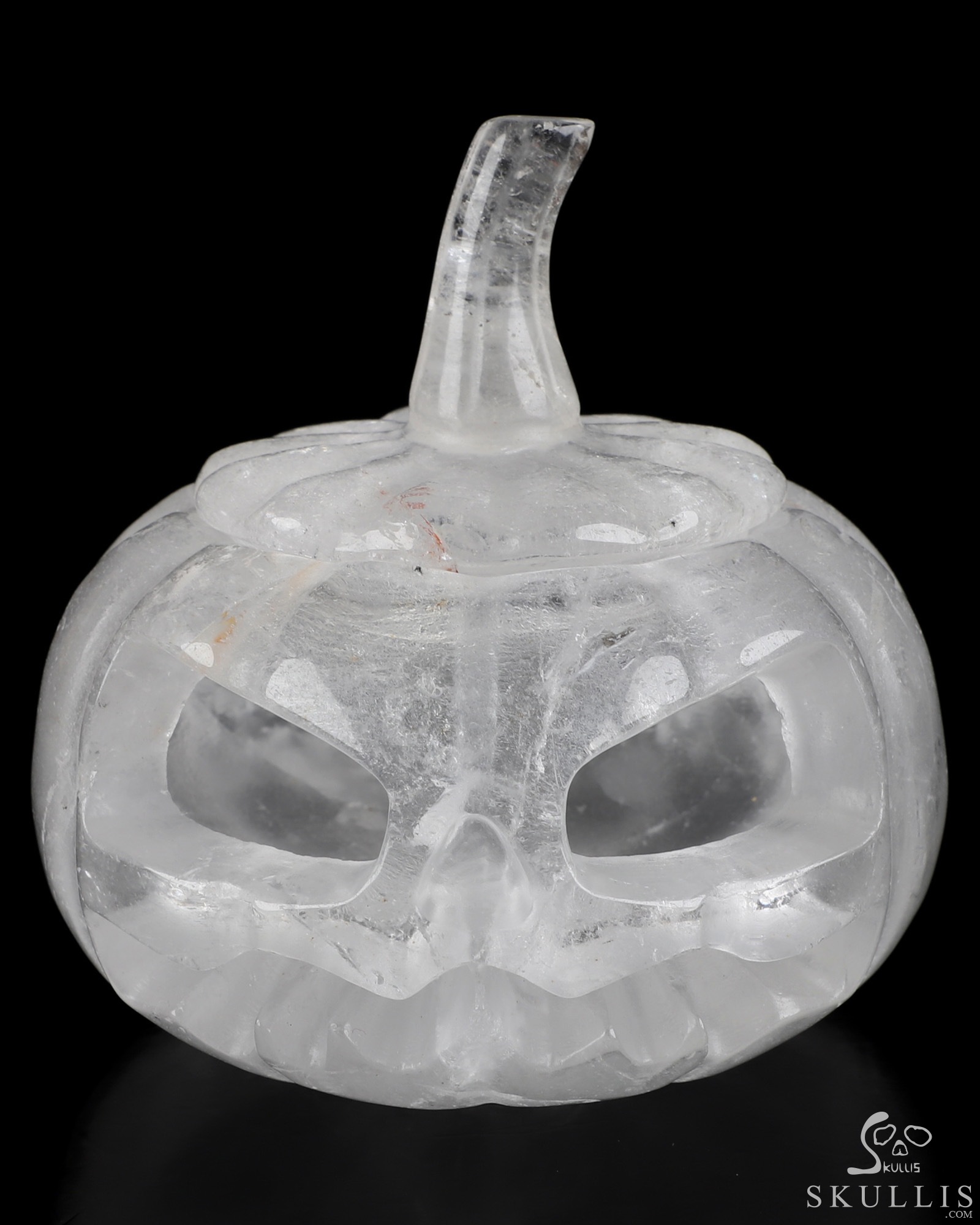 4.3" Quartz Rock Crystal Hand Carved Hollow Jack-O'-Lantern Pumpkin Crystal Skull Sculpture, Crystal Healing 4.3" Quartz Rock Crystal Hand Carved Hollow Jack-O'-Lantern Pumpkin Crystal Skull Sculpture, Crystal Healing
