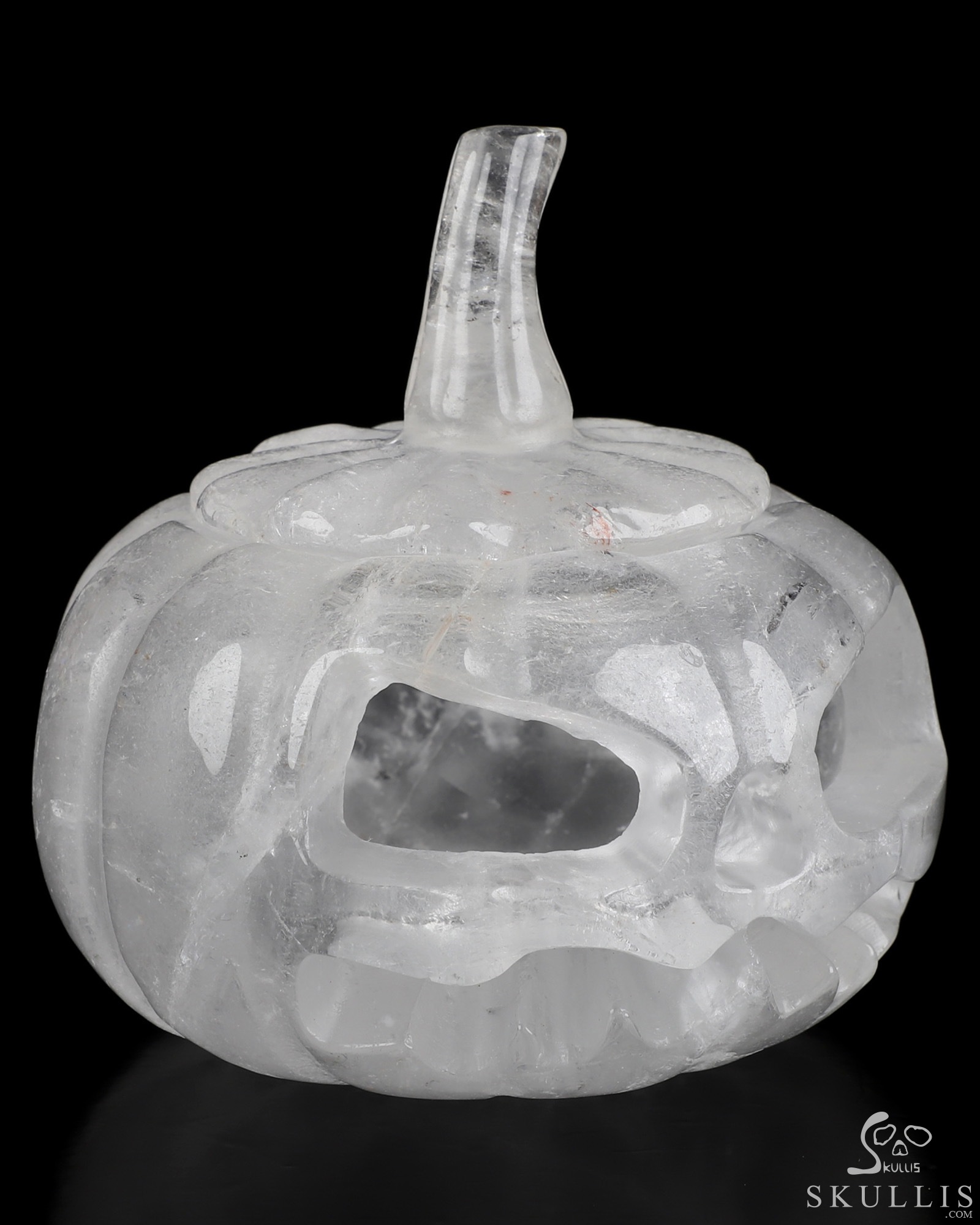 4.3" Quartz Rock Crystal Hand Carved Hollow Jack-O'-Lantern Pumpkin Crystal Skull Sculpture, Crystal Healing 4.3" Quartz Rock Crystal Hand Carved Hollow Jack-O'-Lantern Pumpkin Crystal Skull Sculpture, Crystal Healing