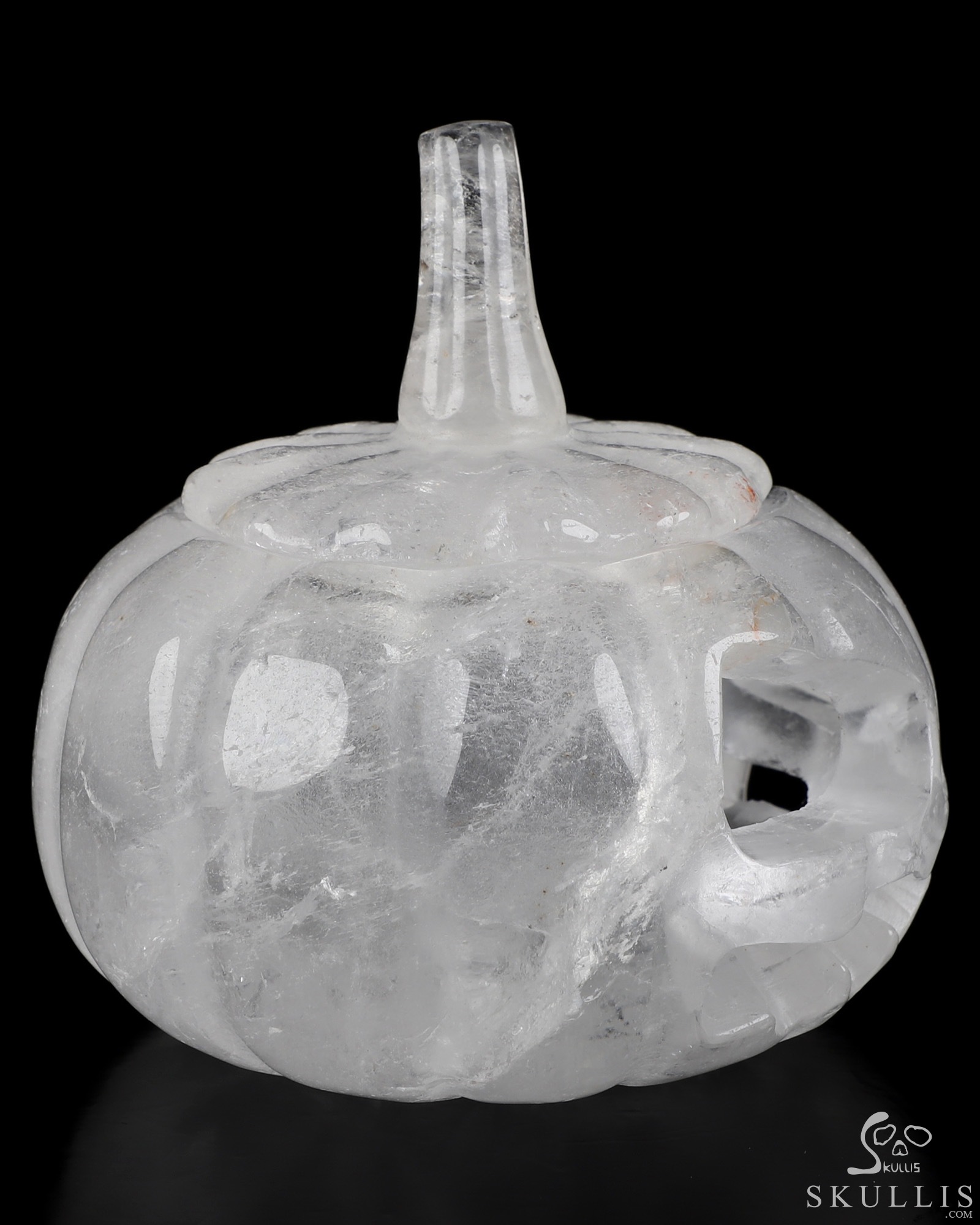 4.3" Quartz Rock Crystal Hand Carved Hollow Jack-O'-Lantern Pumpkin Crystal Skull Sculpture, Crystal Healing 4.3" Quartz Rock Crystal Hand Carved Hollow Jack-O'-Lantern Pumpkin Crystal Skull Sculpture, Crystal Healing