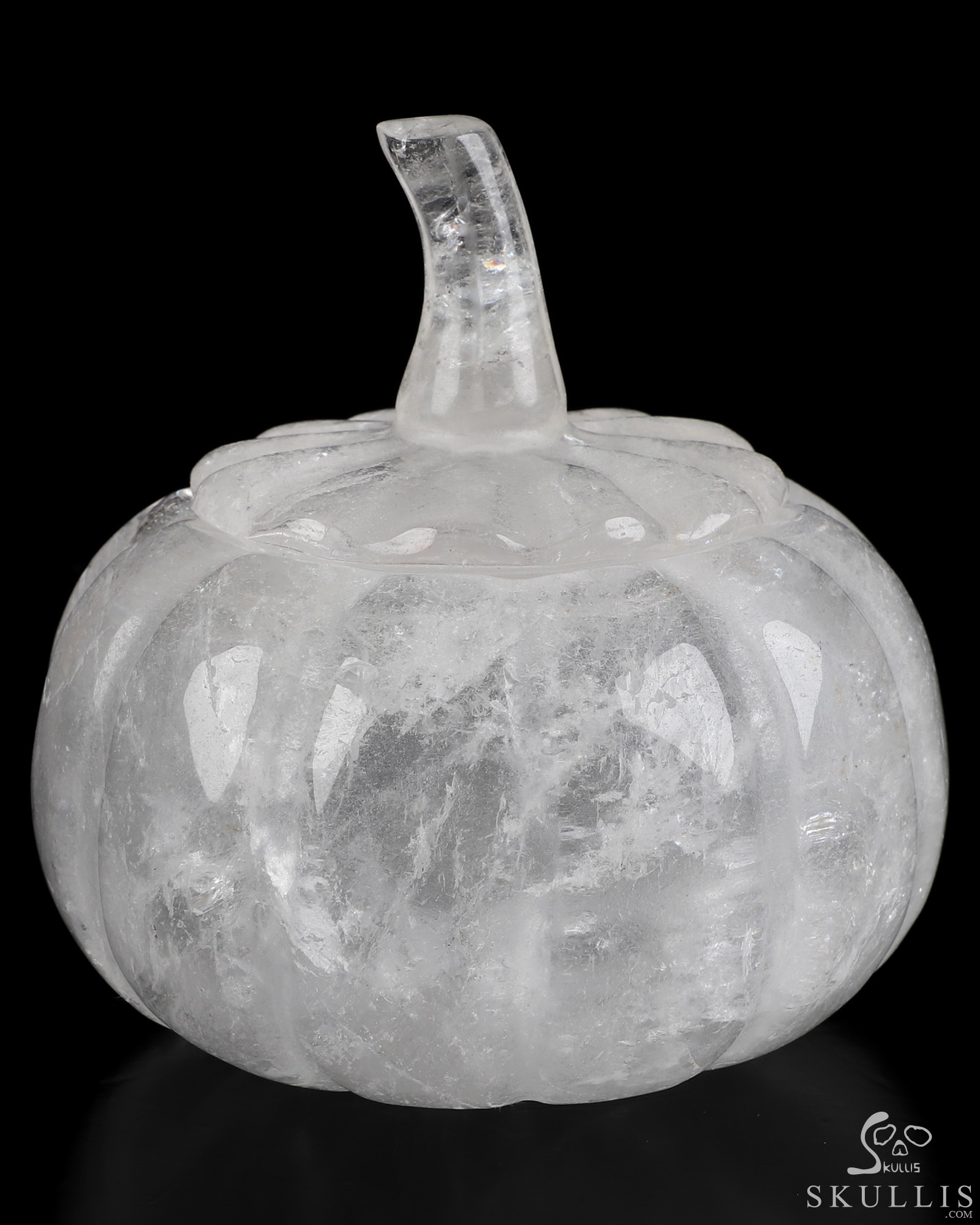 4.3" Quartz Rock Crystal Hand Carved Hollow Jack-O'-Lantern Pumpkin Crystal Skull Sculpture, Crystal Healing 4.3" Quartz Rock Crystal Hand Carved Hollow Jack-O'-Lantern Pumpkin Crystal Skull Sculpture, Crystal Healing