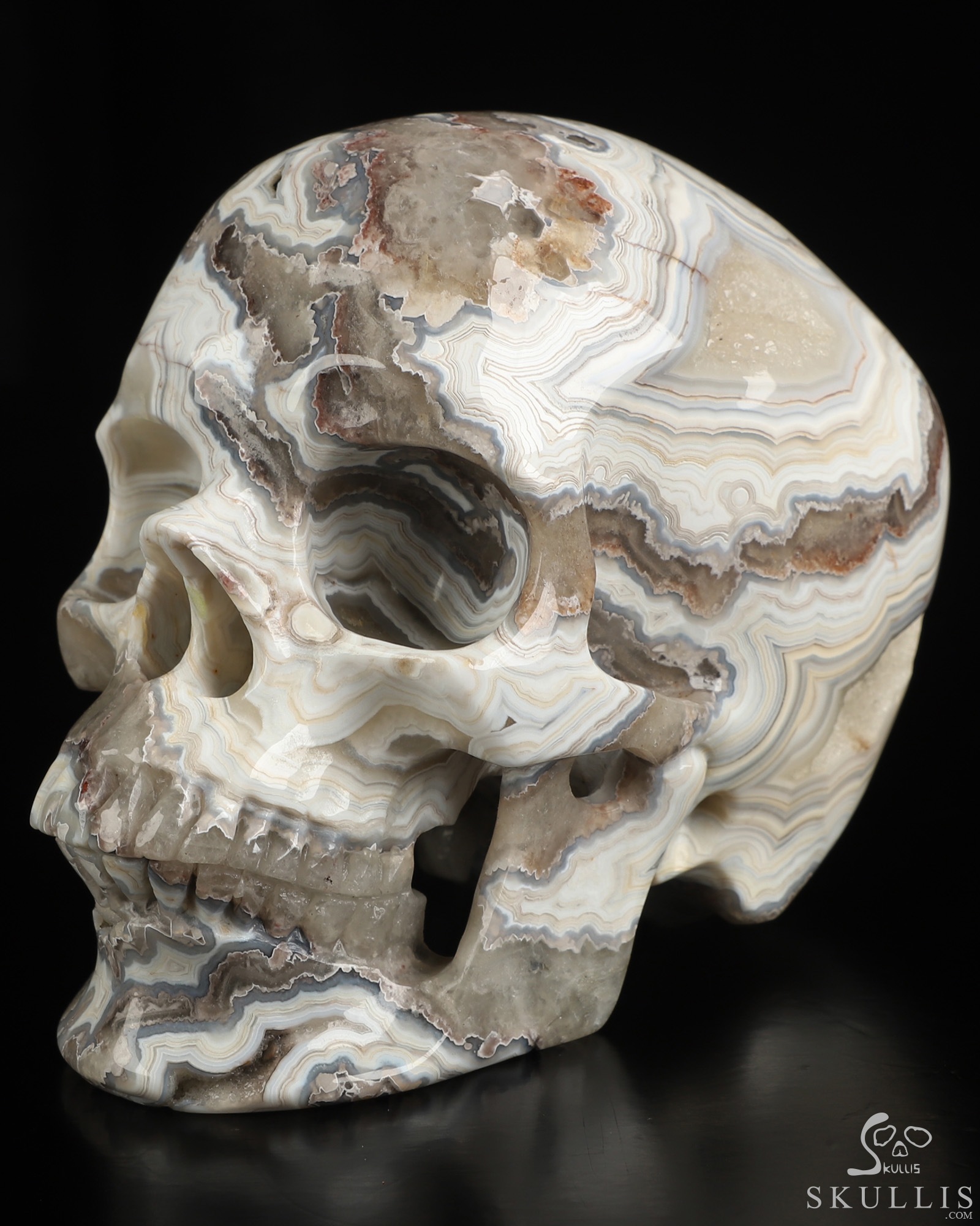 5.0" Red Crazy Lace Agate Hand Carved Crystal Skull, Super Realistic, Crystal Healing 5.0" Red Crazy Lace Agate Hand Carved Crystal Skull, Super Realistic, Crystal Healing