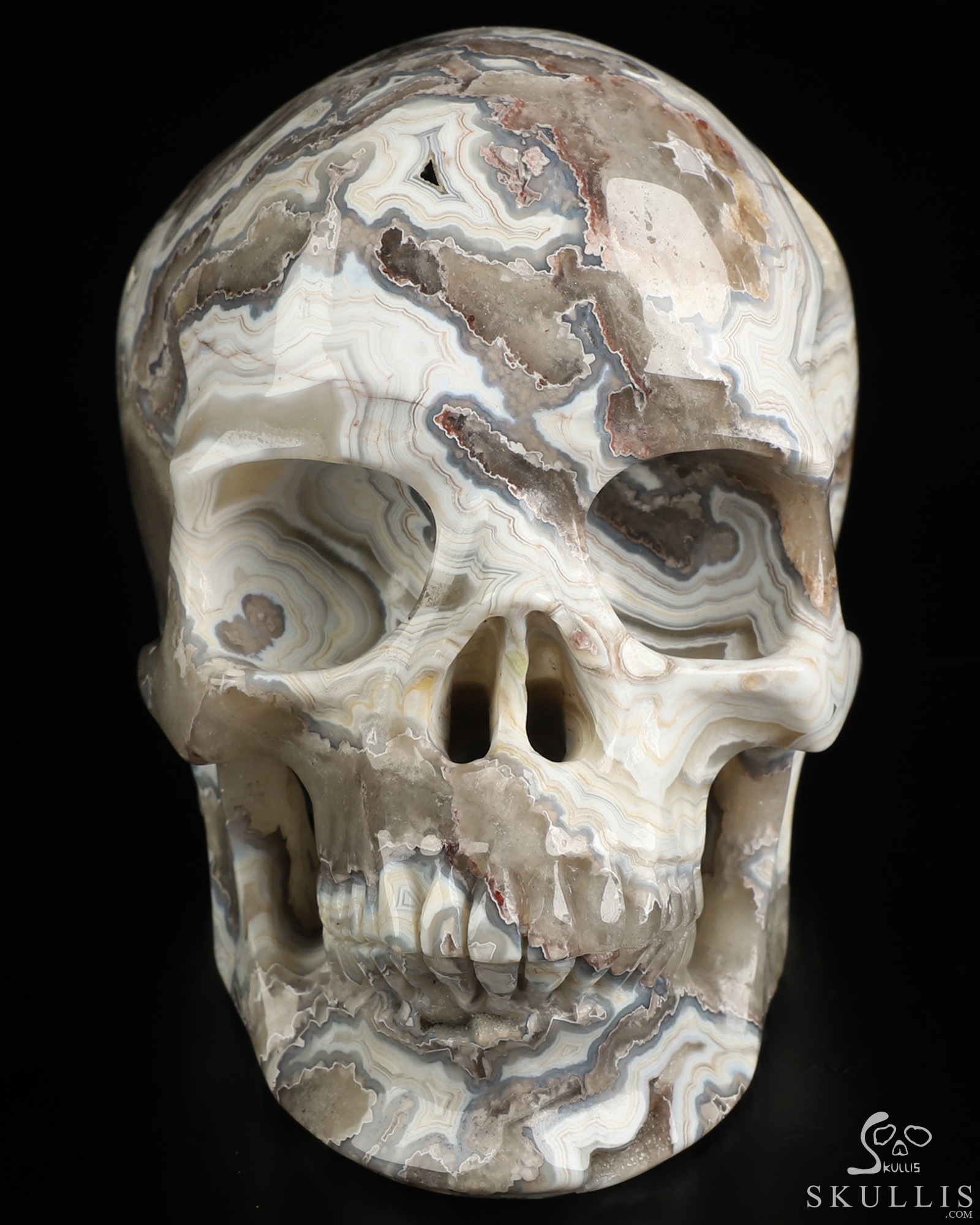 5.0" Red Crazy Lace Agate Hand Carved Crystal Skull, Super Realistic, Crystal Healing 5.0" Red Crazy Lace Agate Hand Carved Crystal Skull, Super Realistic, Crystal Healing