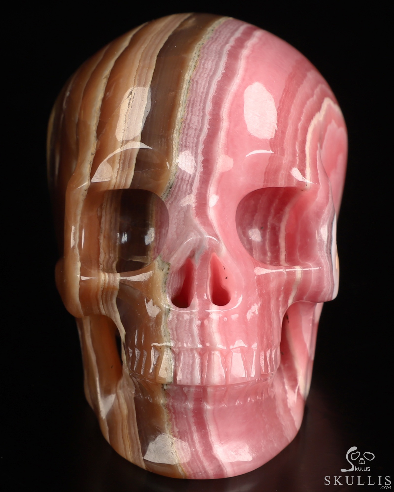 3.0" Rhodochrosite Hand Carved Crystal Skull, Super Realistic, Crystal Healing 3.0" Rhodochrosite Hand Carved Crystal Skull, Super Realistic, Crystal Healing