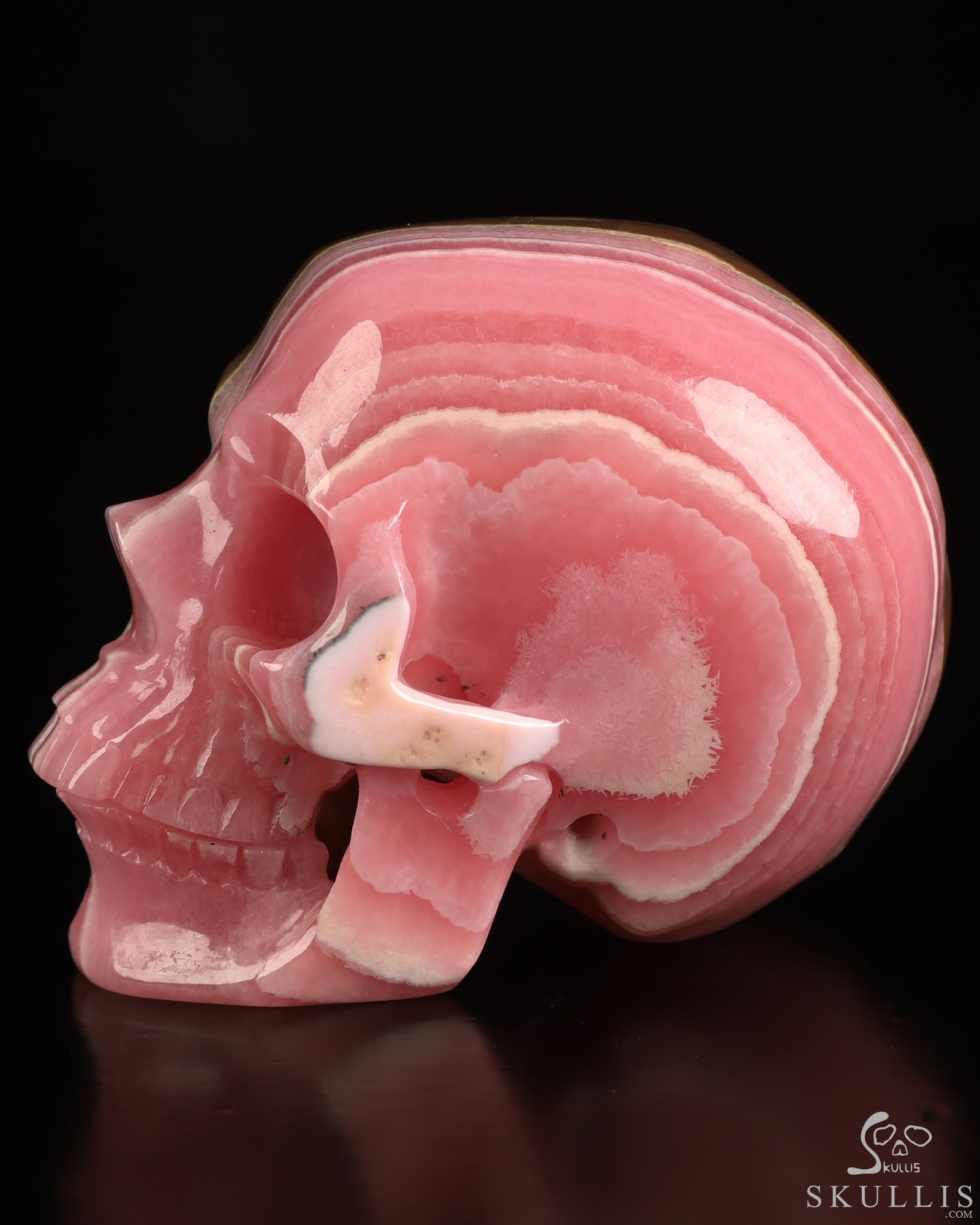 3.0" Rhodochrosite Hand Carved Crystal Skull, Super Realistic, Crystal Healing 3.0" Rhodochrosite Hand Carved Crystal Skull, Super Realistic, Crystal Healing