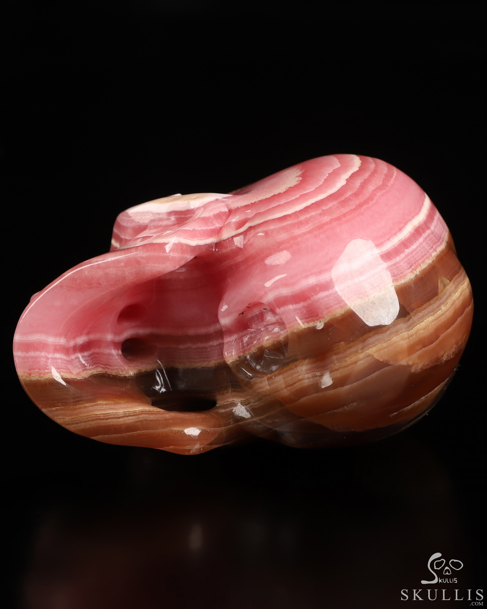 3.0" Rhodochrosite Hand Carved Crystal Skull, Super Realistic, Crystal Healing 3.0" Rhodochrosite Hand Carved Crystal Skull, Super Realistic, Crystal Healing